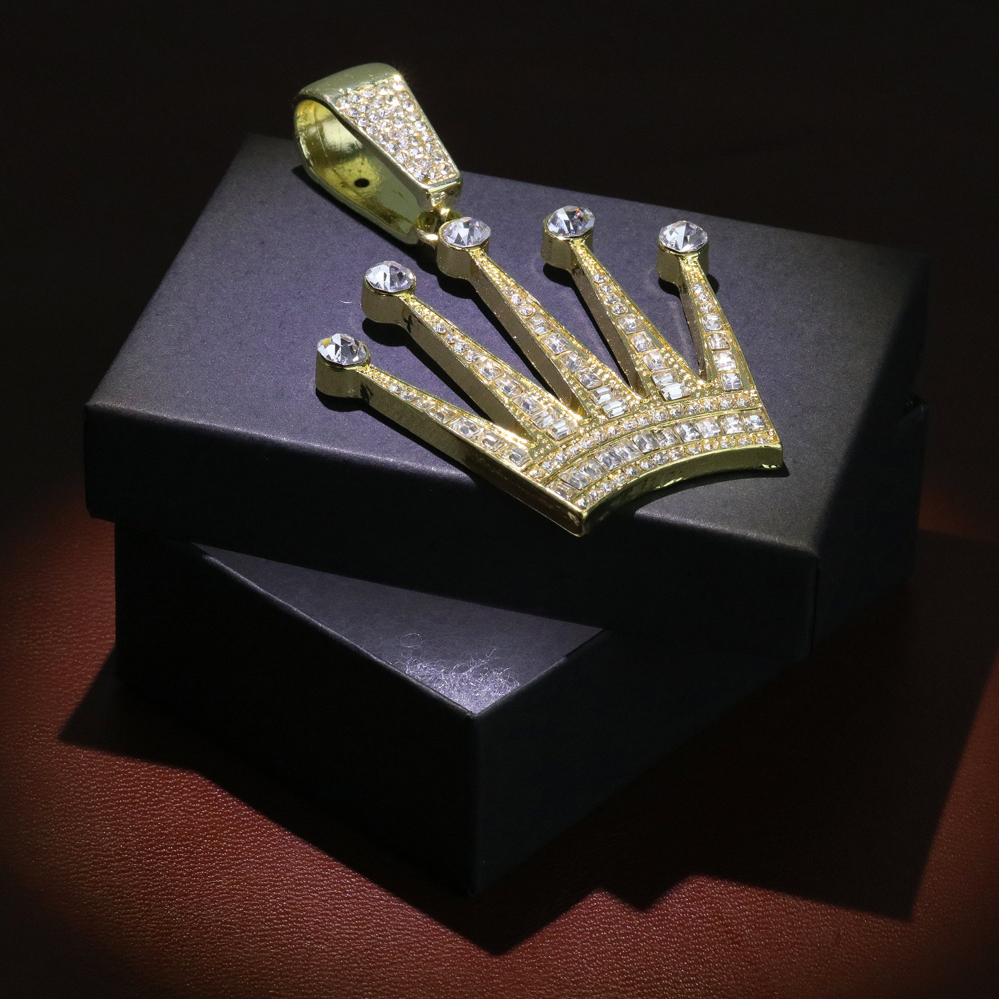 Iced Crown Pendant Only Jewelry Hip Hop Style 18k Gold Plated