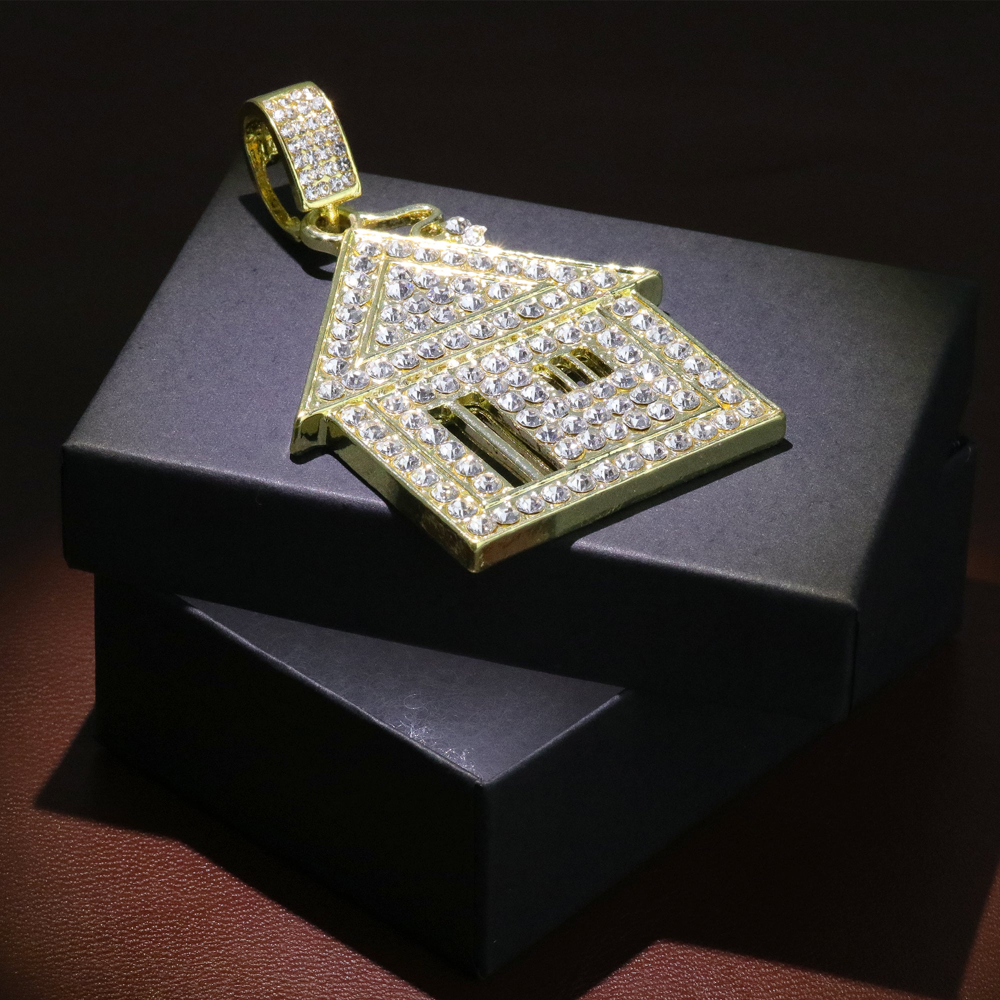 Iced Bando House Pendant Only Jewelry Hip Hop Style 18k Gold Plated