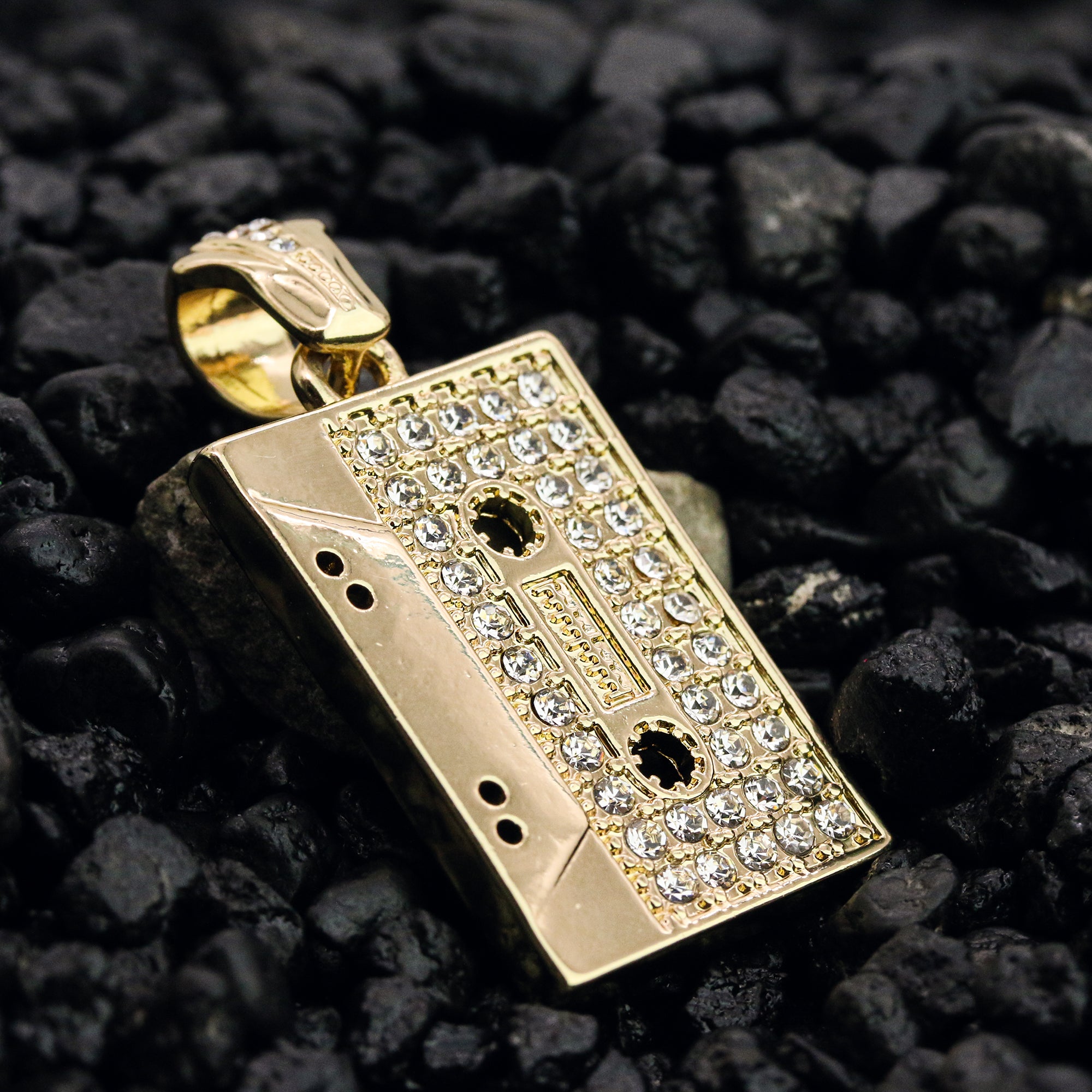Og Cassette Pendant 4mm 24" Rope Chain 18k Gold Plated