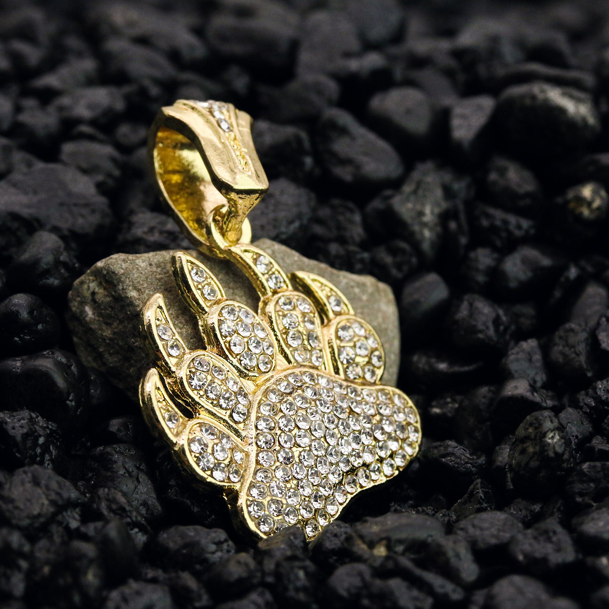 Bear Paw Pendant 4mm 24" Rope Chain 18k Gold Plated
