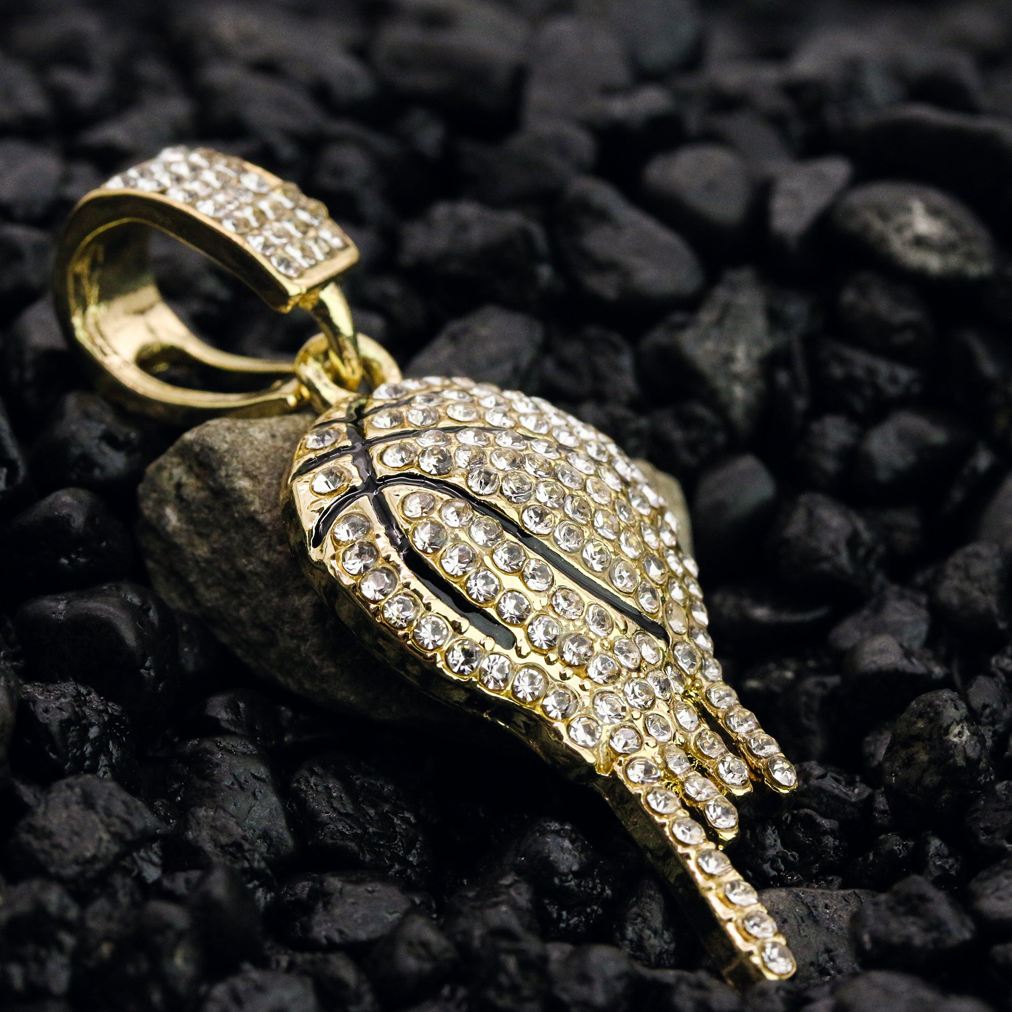 Drip Basketball Pendant 4mm 24" Rope Chain 18k Gold Plated