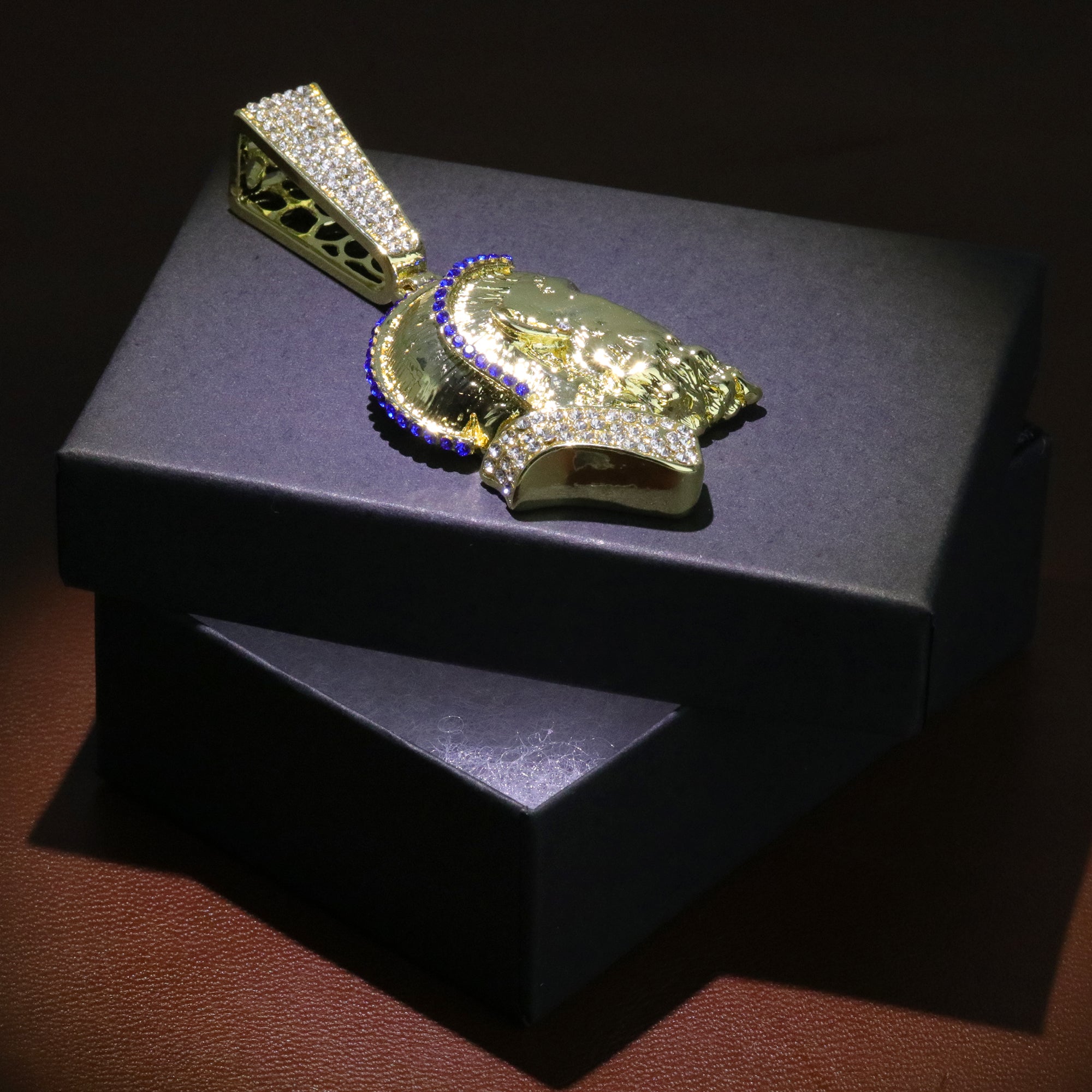 Iced Blue Hussle Pendant Only Jewelry Hip Hop Style 18k Gold Plated