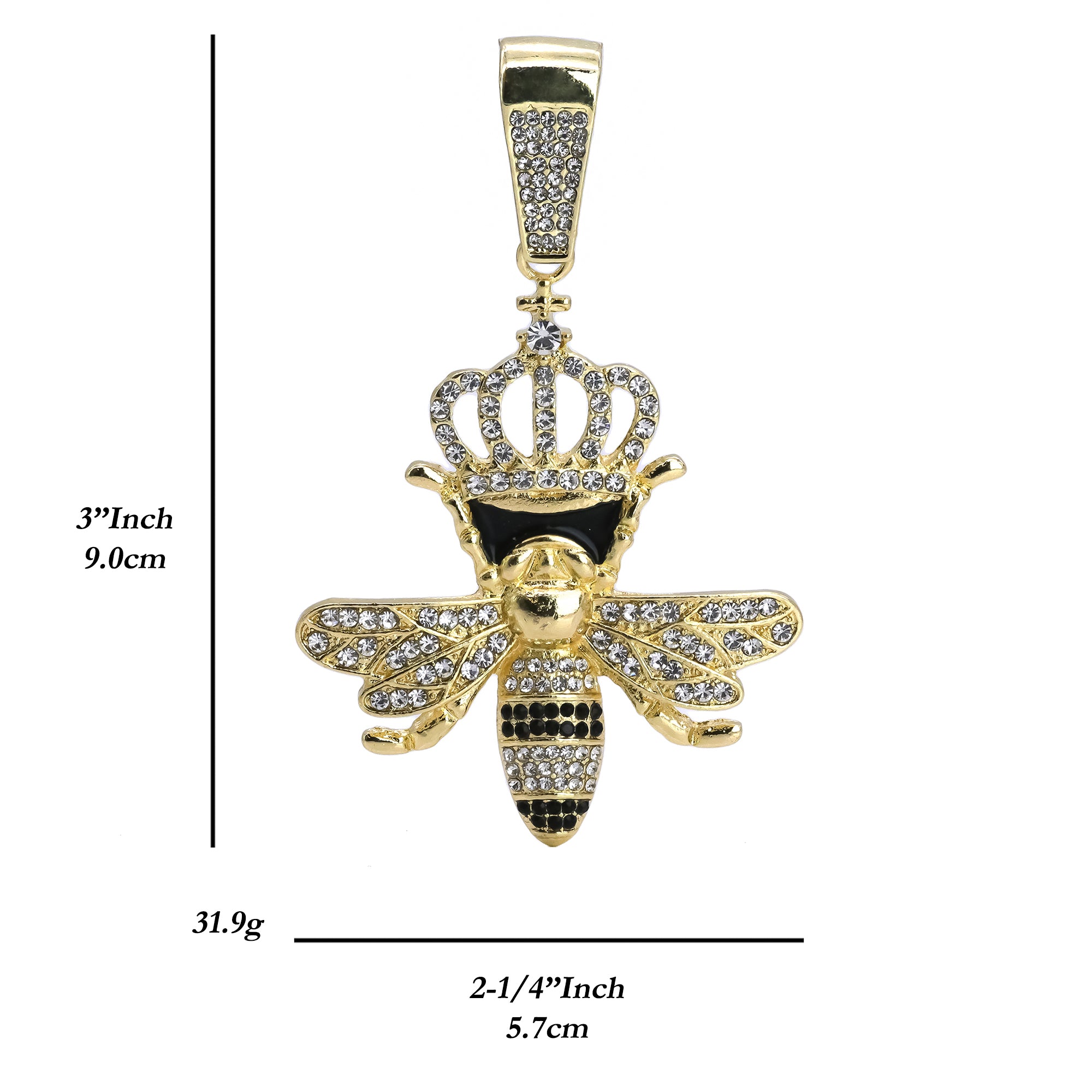 Crown Bee Pendant Only Jewelry Hip Hop Style 18k Gold Plated