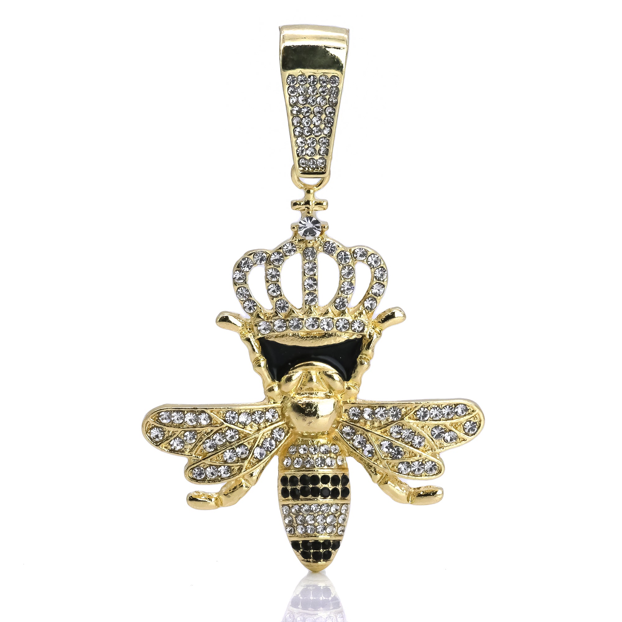 Crown Bee Pendant Only Jewelry Hip Hop Style 18k Gold Plated