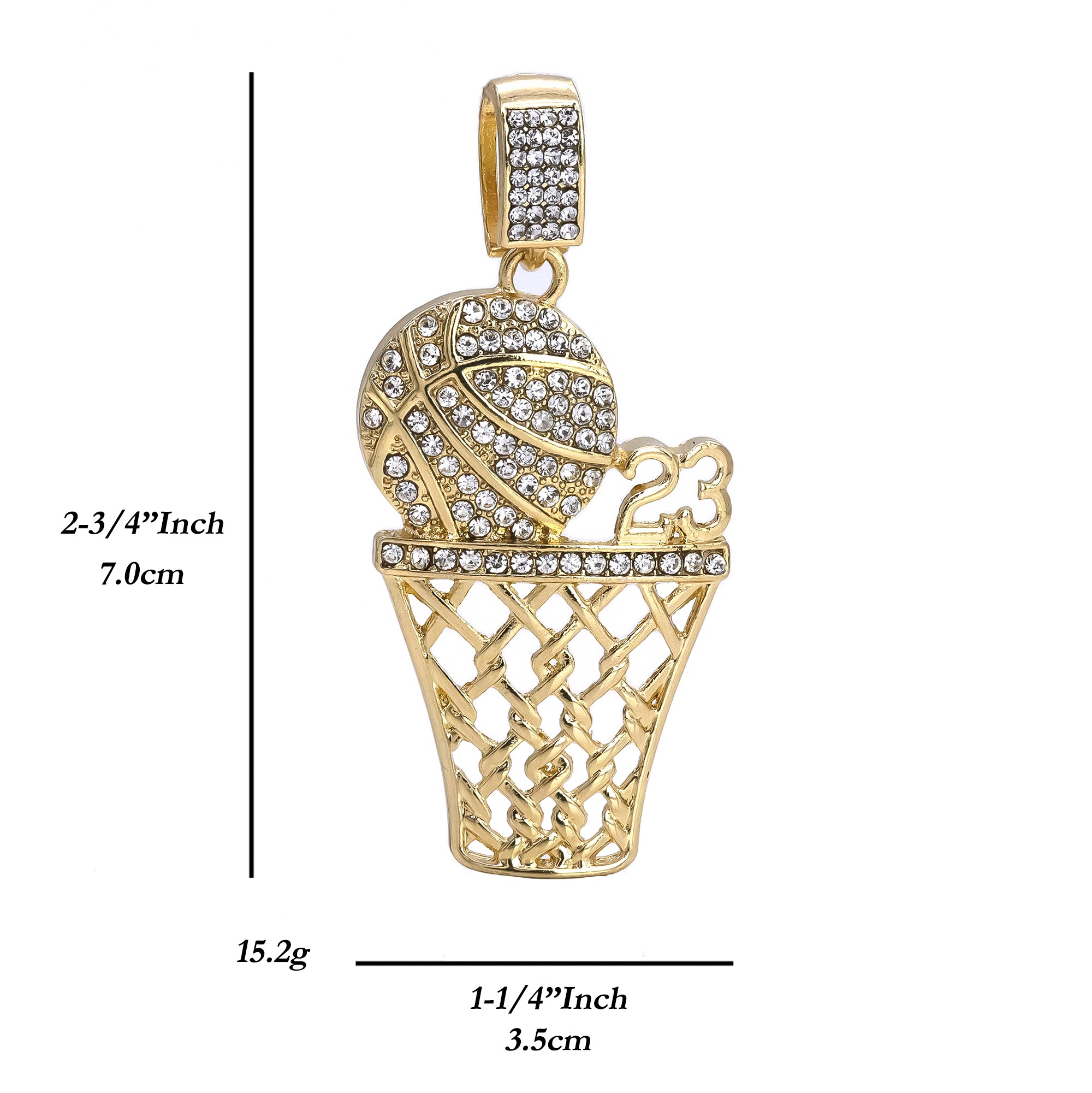 Basketball #23 Pendant Only Jewelry Hip Hop Style 18k Gold Plated