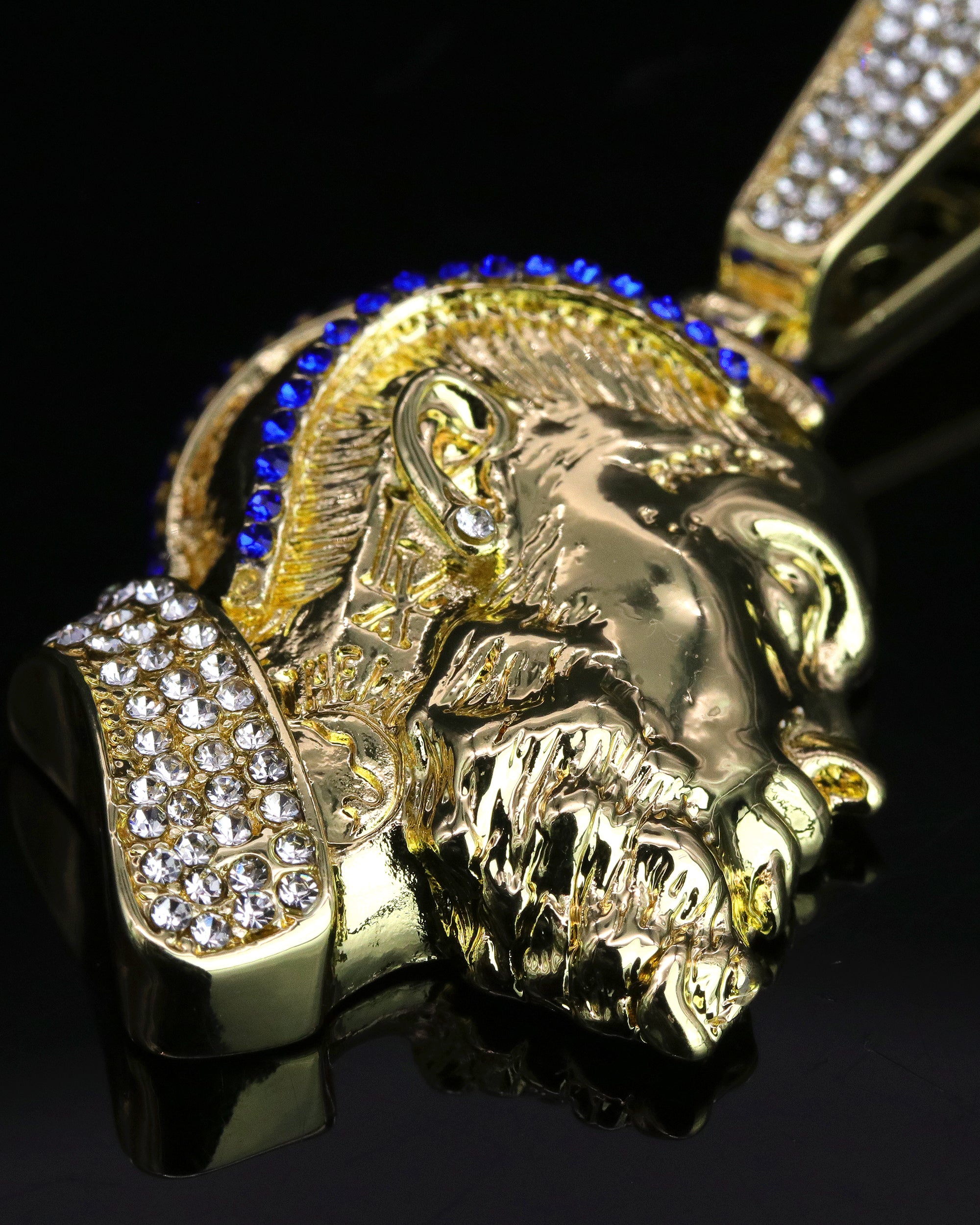Iced Blue Hussle Pendant Only Jewelry Hip Hop Style 18k Gold Plated