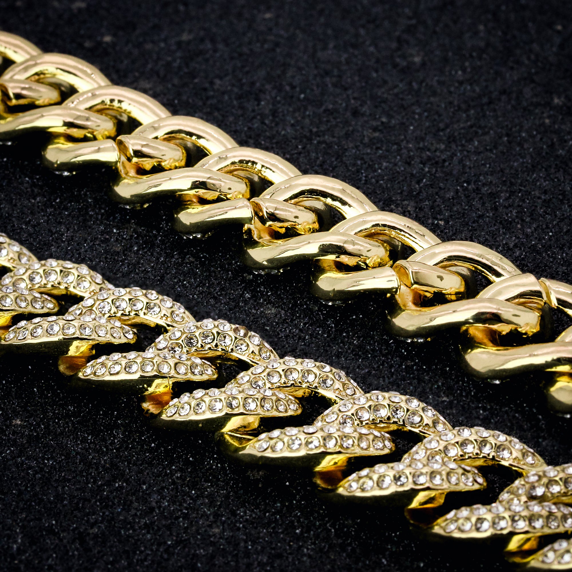 Cuban Link BRACELET Box Clasp 14k Gold Plated 17 mm 9" Iced out