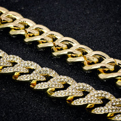 Cuban Link BRACELET Box Clasp 14k Gold Plated 17 mm 9" Iced out