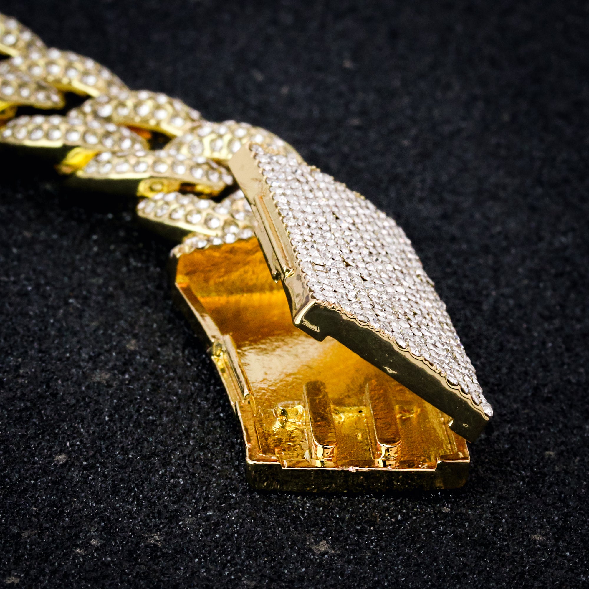 Cuban Link BRACELET Box Clasp 14k Gold Plated 17 mm 9" Iced out