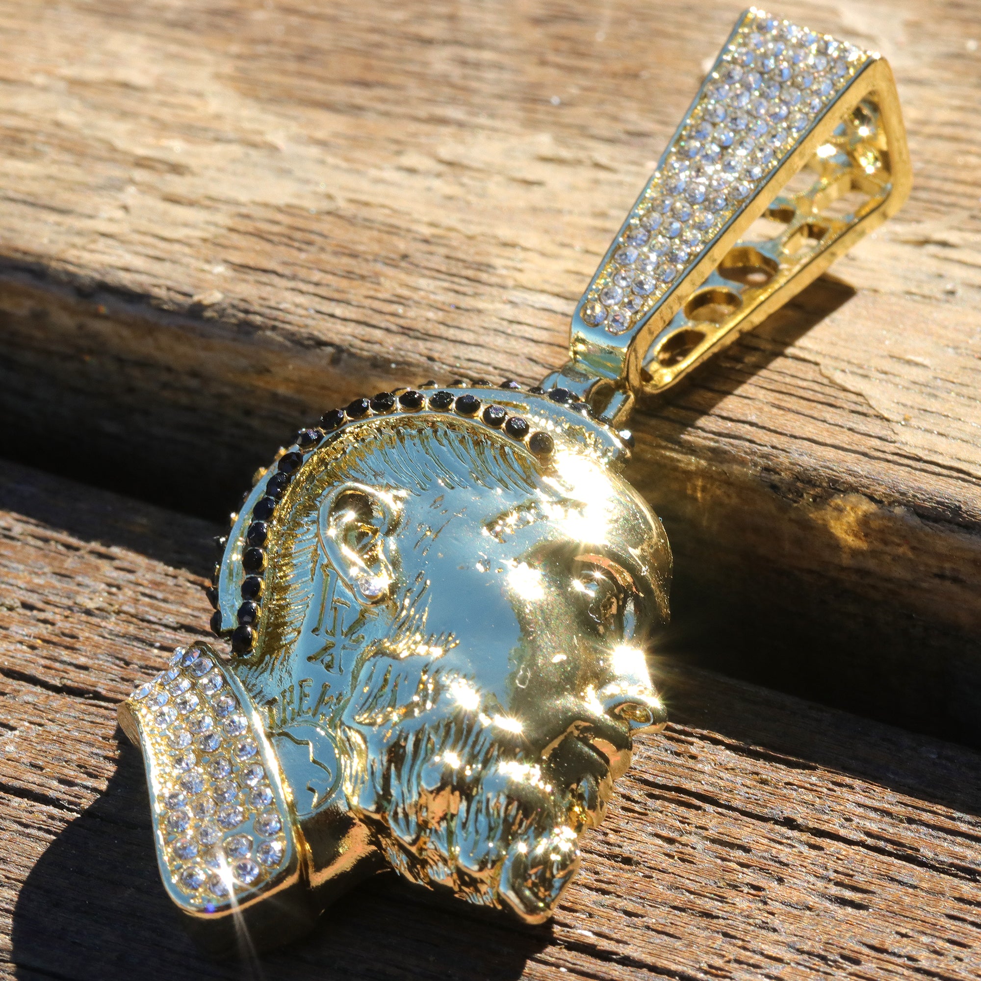 Iced Black Hussle Pendant Only Jewelry Hip Hop Style 18k Gold Plated
