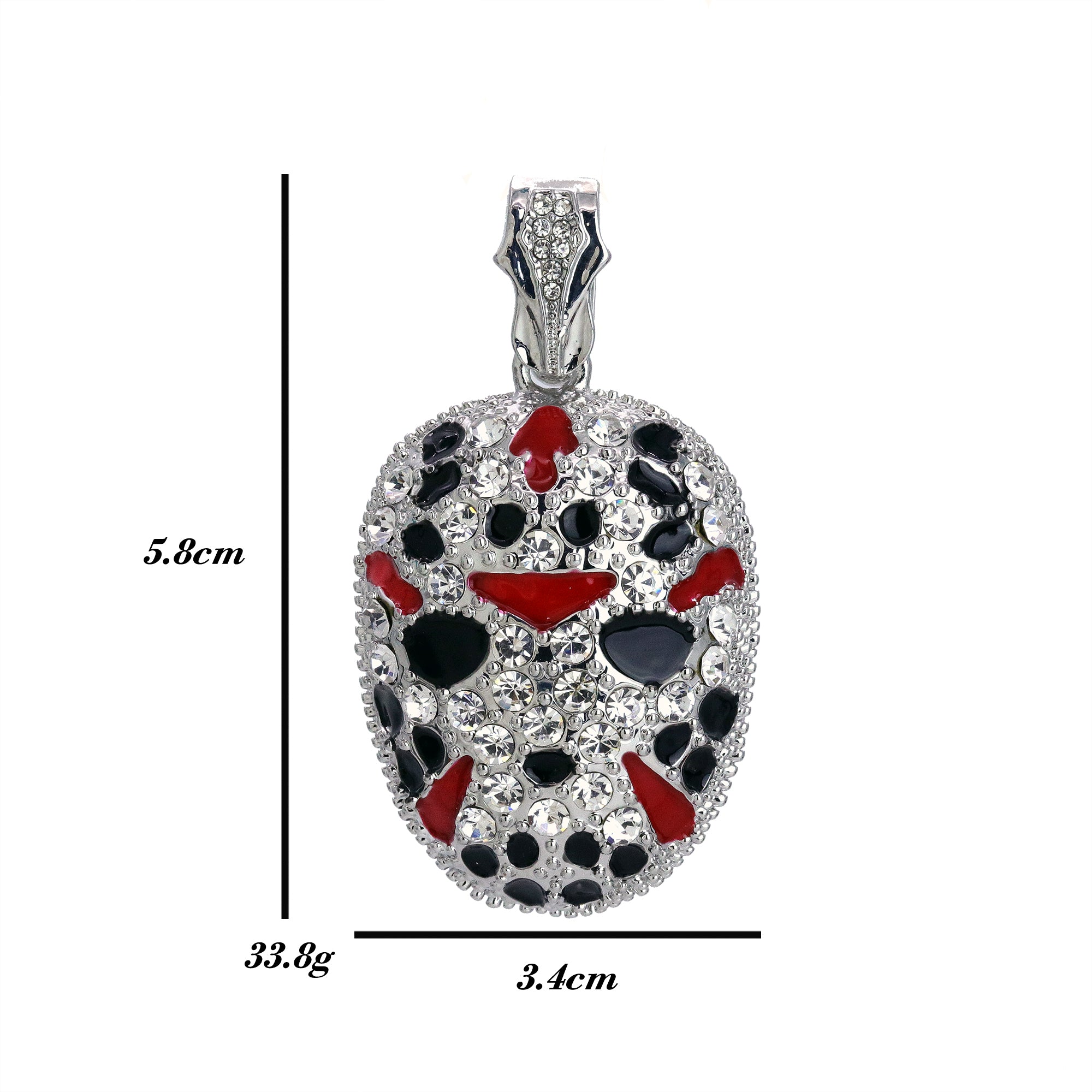 Iced Ski Mask Pendant Only Jewelry Hip Hop Style 18k White Gold Plated