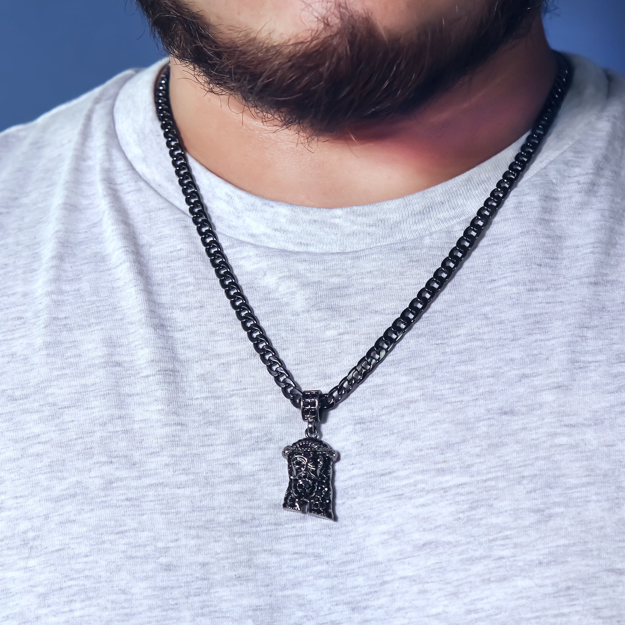 Jesus Piece Pendant 4mm 24" Cuban Chain Hema Plated