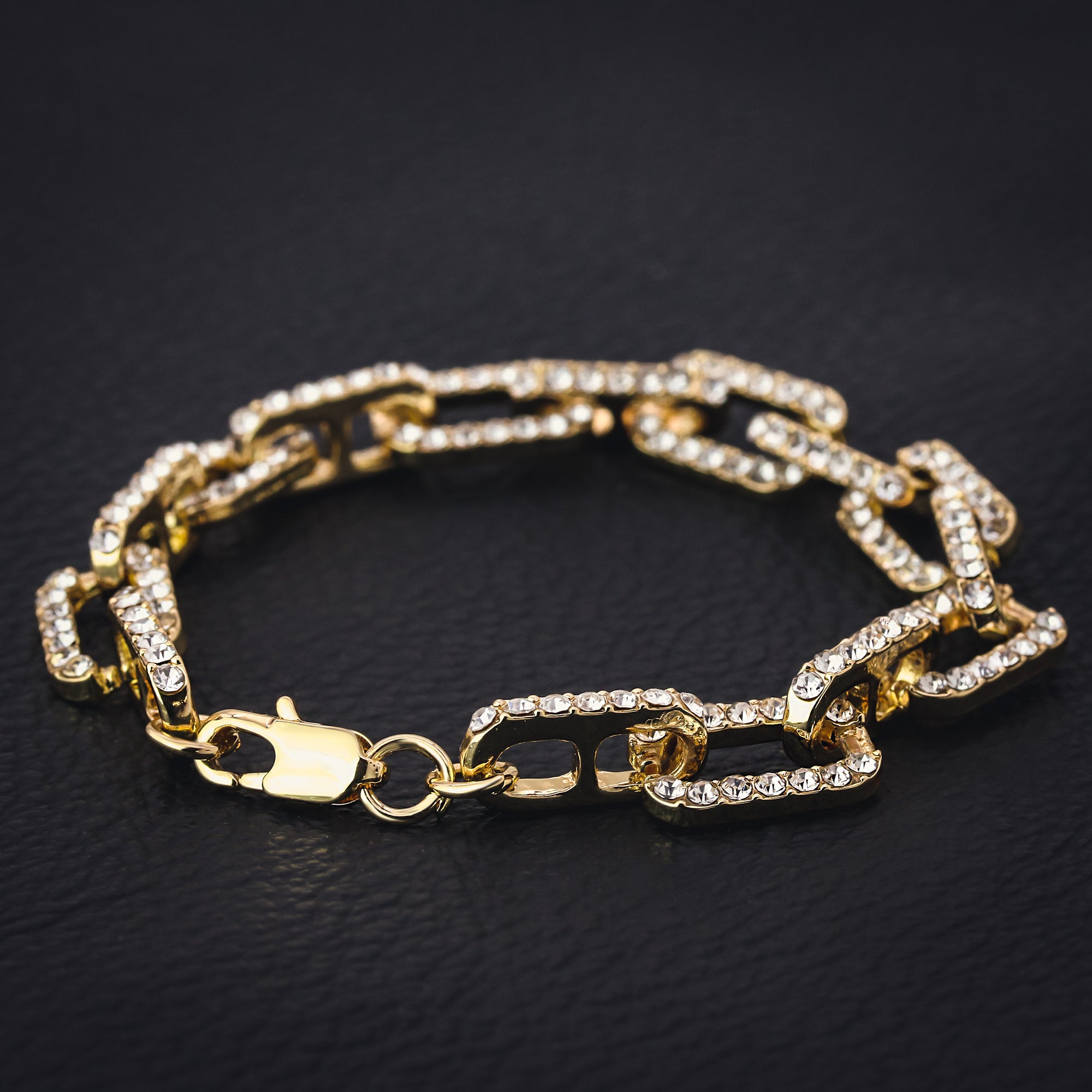 Wire Anchor BRACELET Gold Iced out 10 mm 9" Inches