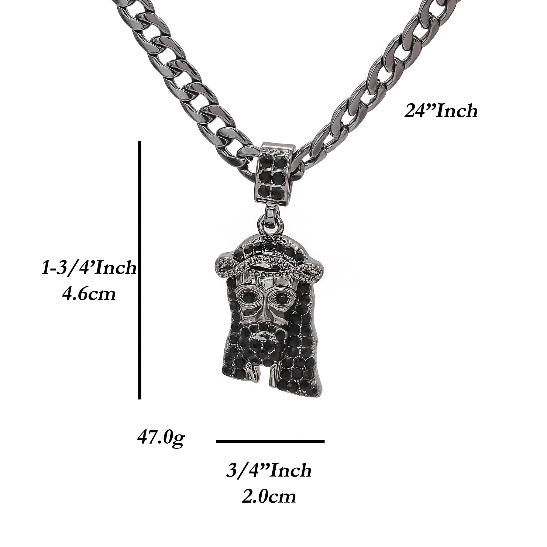 Jesus Piece Pendant 4mm 24" Cuban Chain Hema Plated