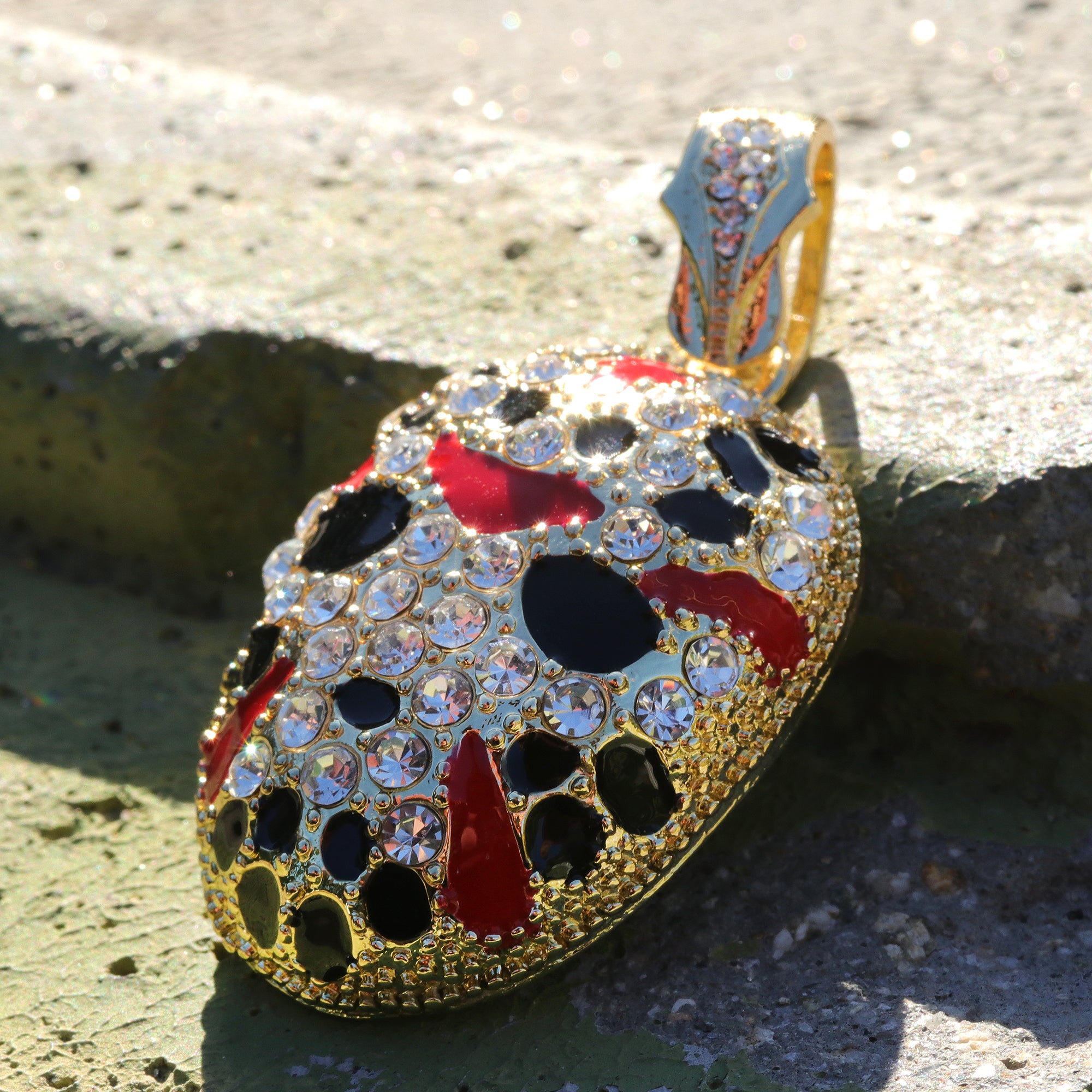 Iced Ski Mask Pendant Only Jewelry Hip Hop Style 18k Gold Plated