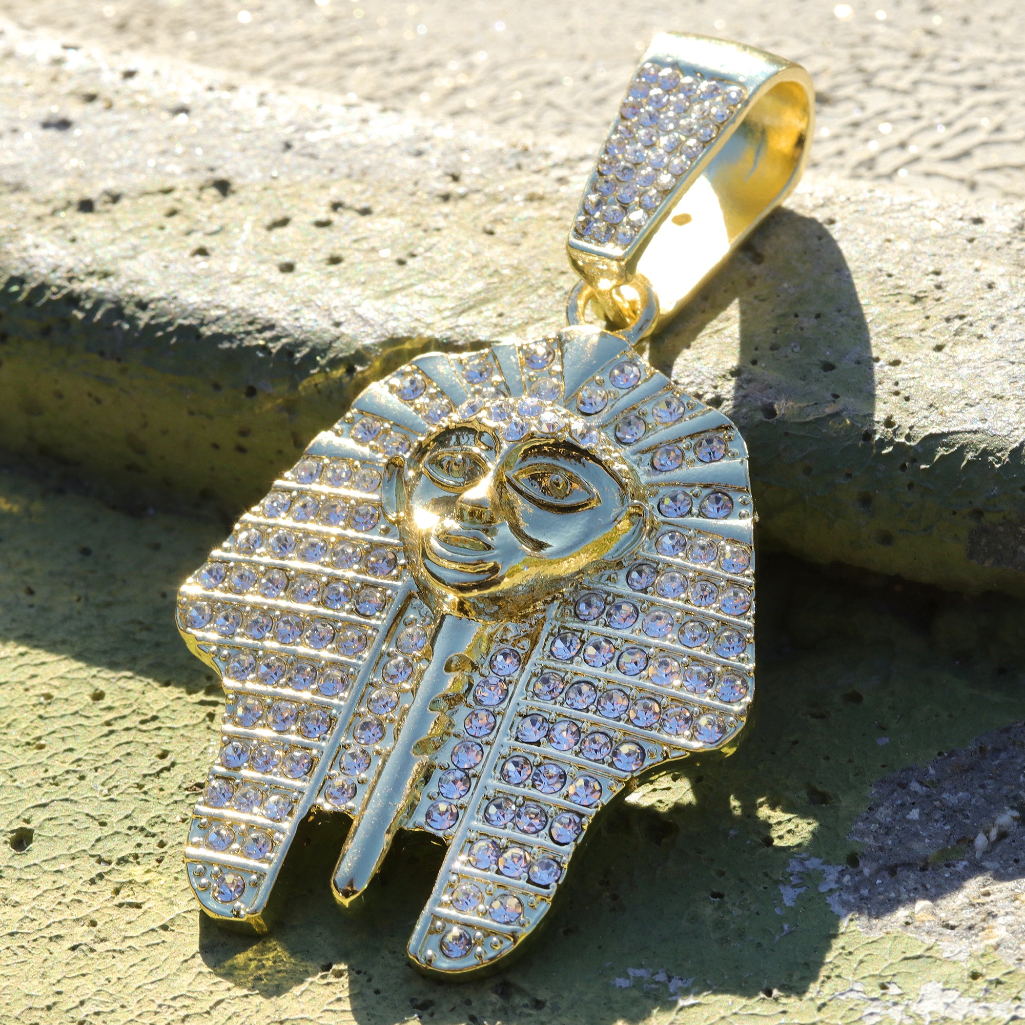Iced Egyptian Pharaoh Pendant Only Jewelry Hip Hop Style 18k Gold Plated