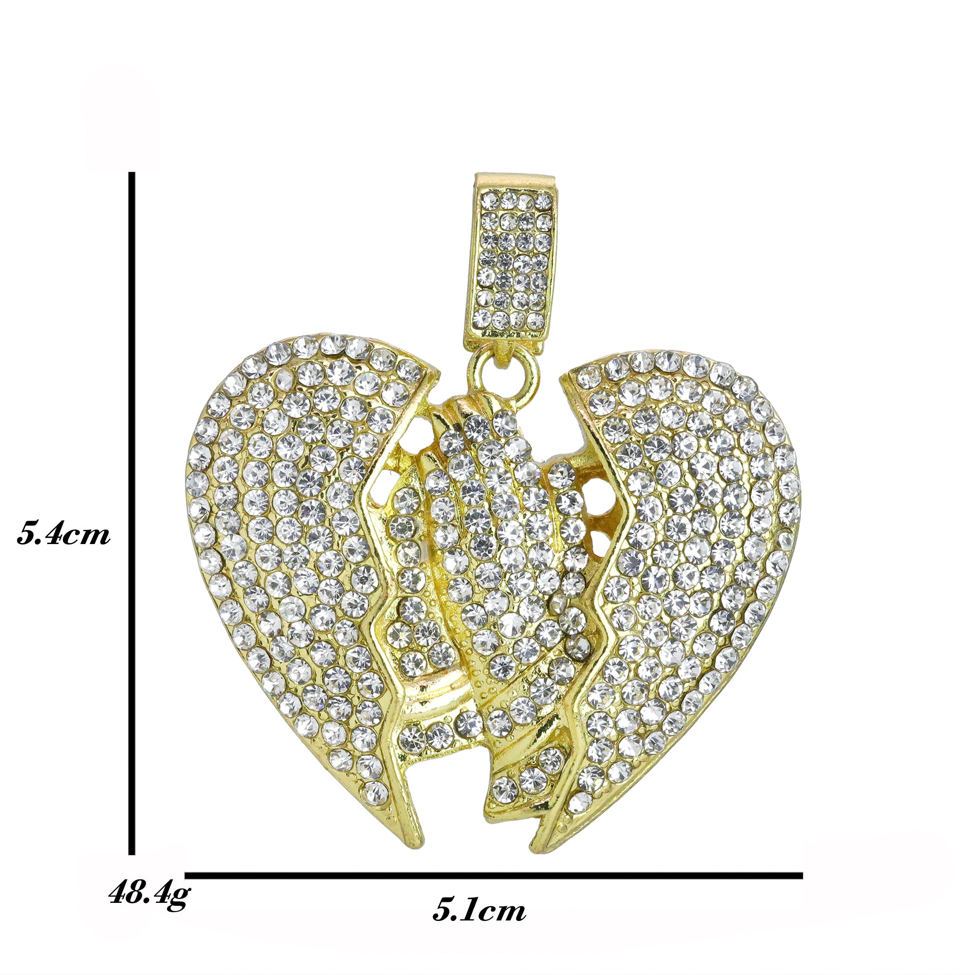 Iced Prayer Hands w/ Broken Heart Pendant Only Jewelry Hip Hop Style 18k Gold Plated