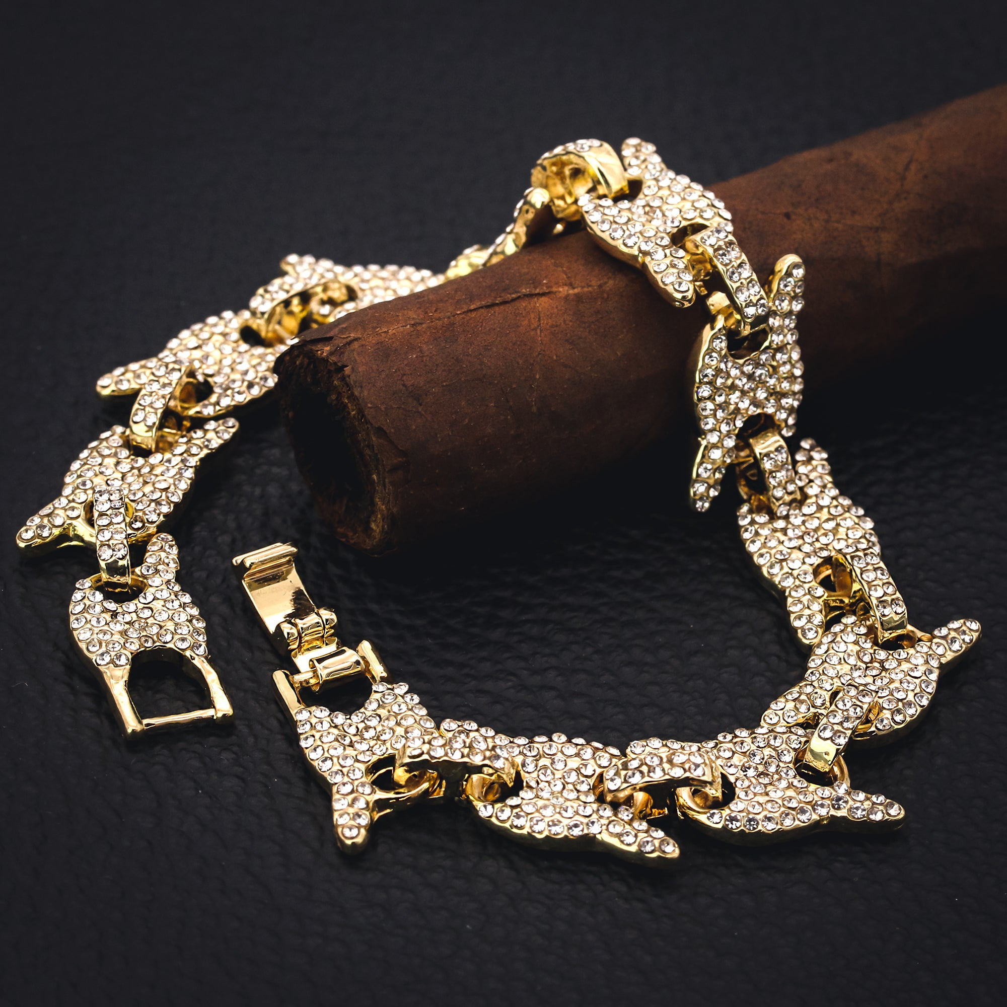 Mariner Spiky BRACELET 14k Gold Plated 12 mm 9"