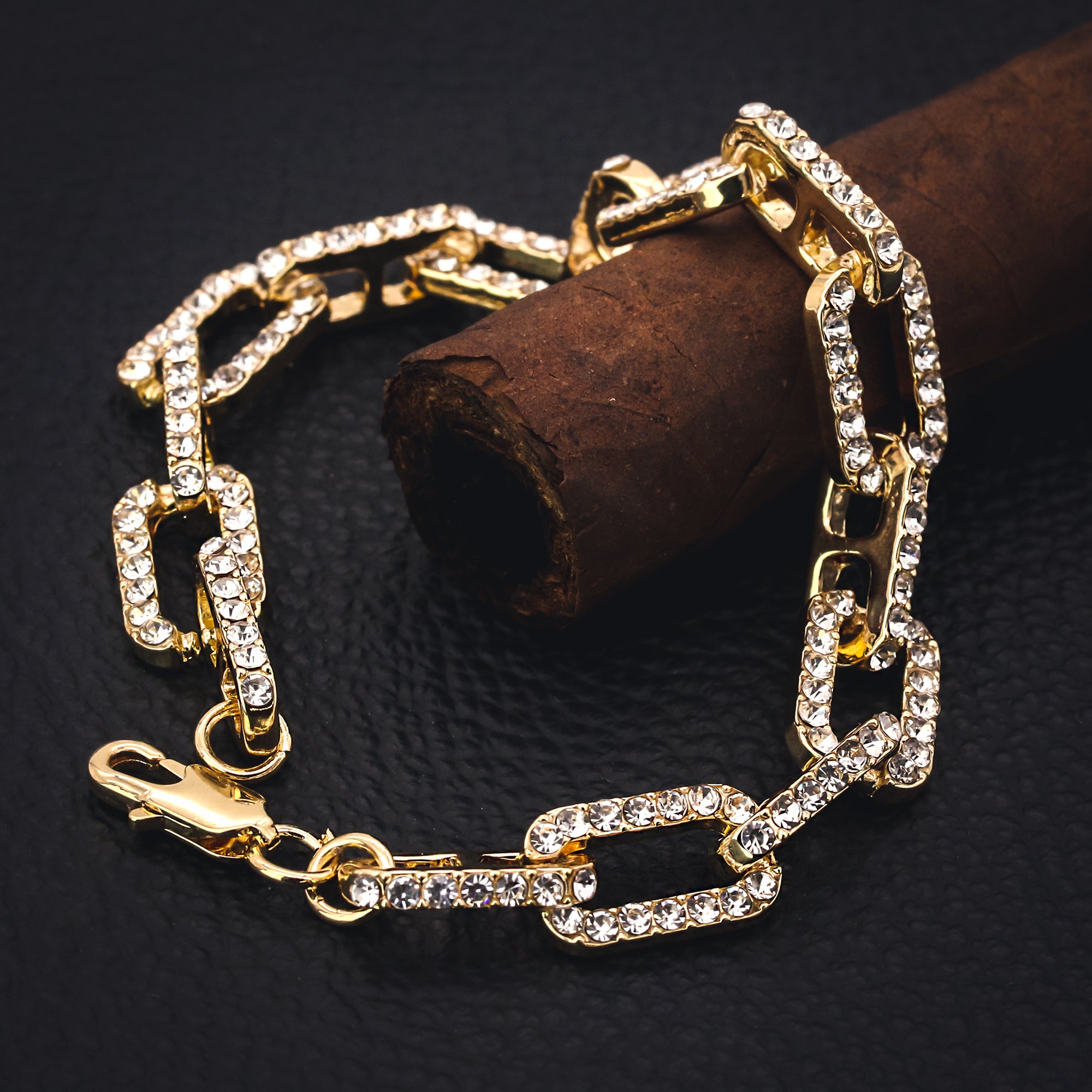 Wire Anchor BRACELET Gold Iced out 10 mm 9" Inches