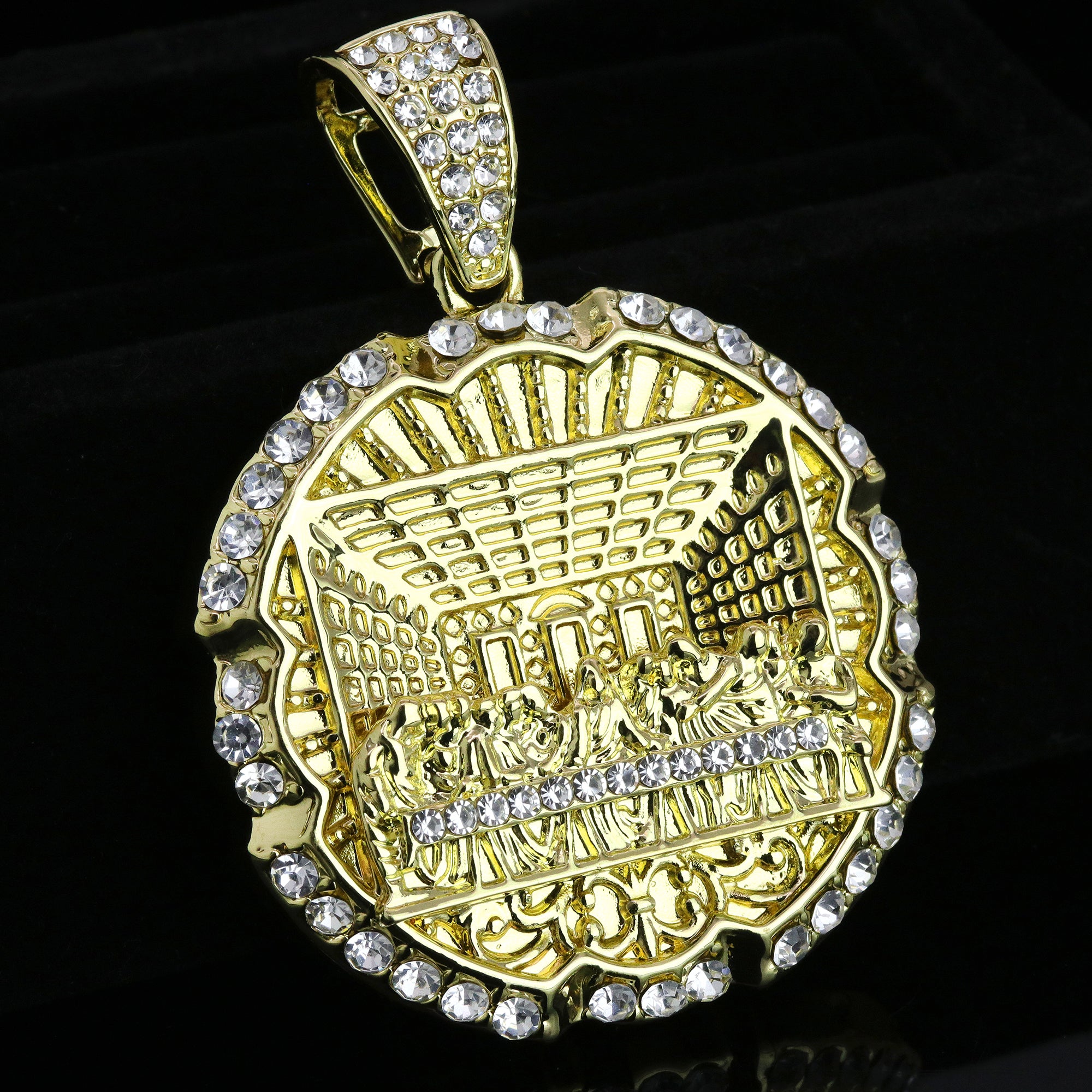 Iced Out Last Supper Pendant & Cuban Chain – Round Hip Hop Necklace 18"-24"