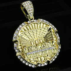 Iced Out Last Supper Pendant & Cuban Chain – Round Hip Hop Necklace 18"-24"