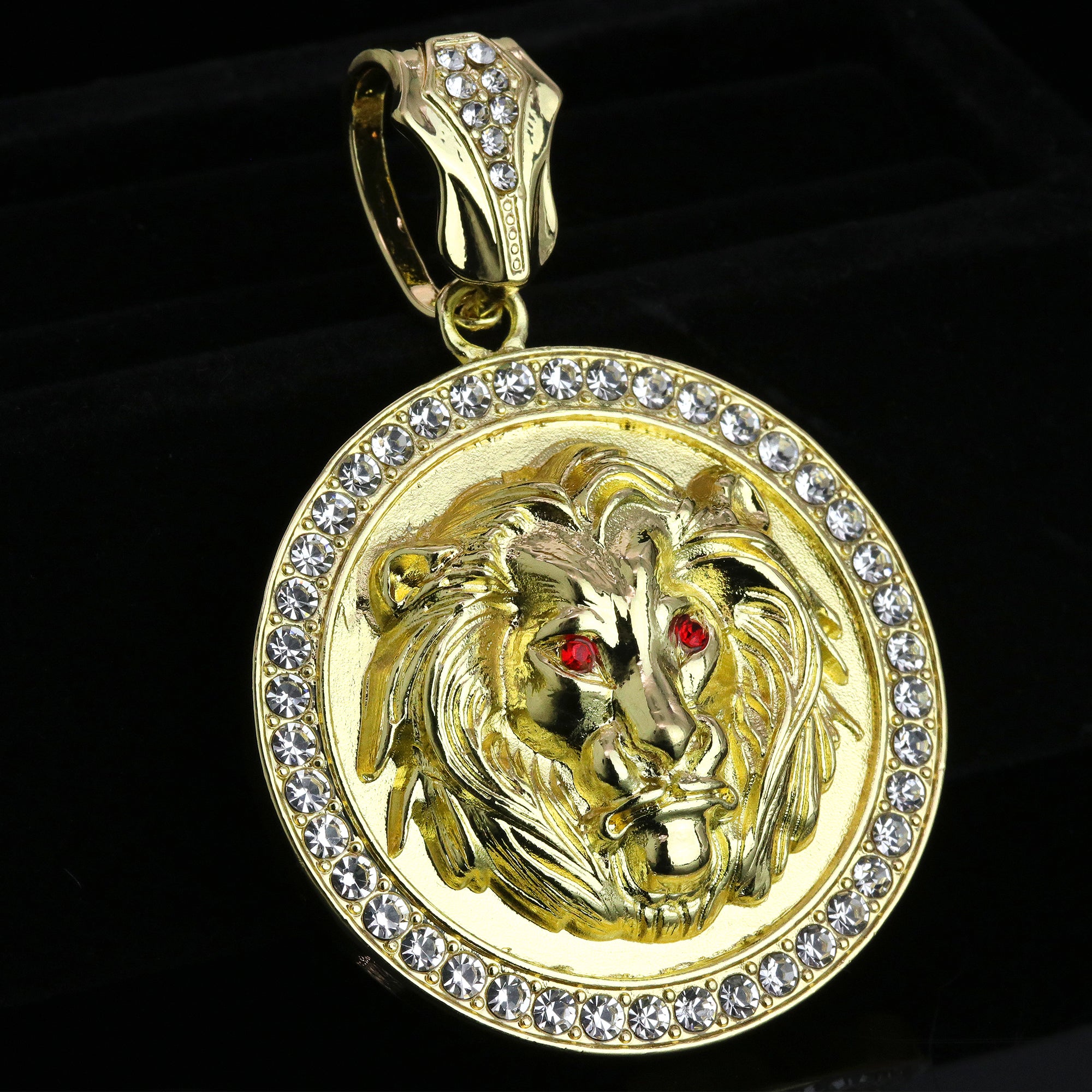Red Eye Lion Pendant & Iced Cuban CZ Chain – 18"-24" Hip Hop Jewelry