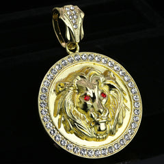 Red Eye Lion Pendant & Iced Cuban CZ Chain – 18"-24" Hip Hop Jewelry