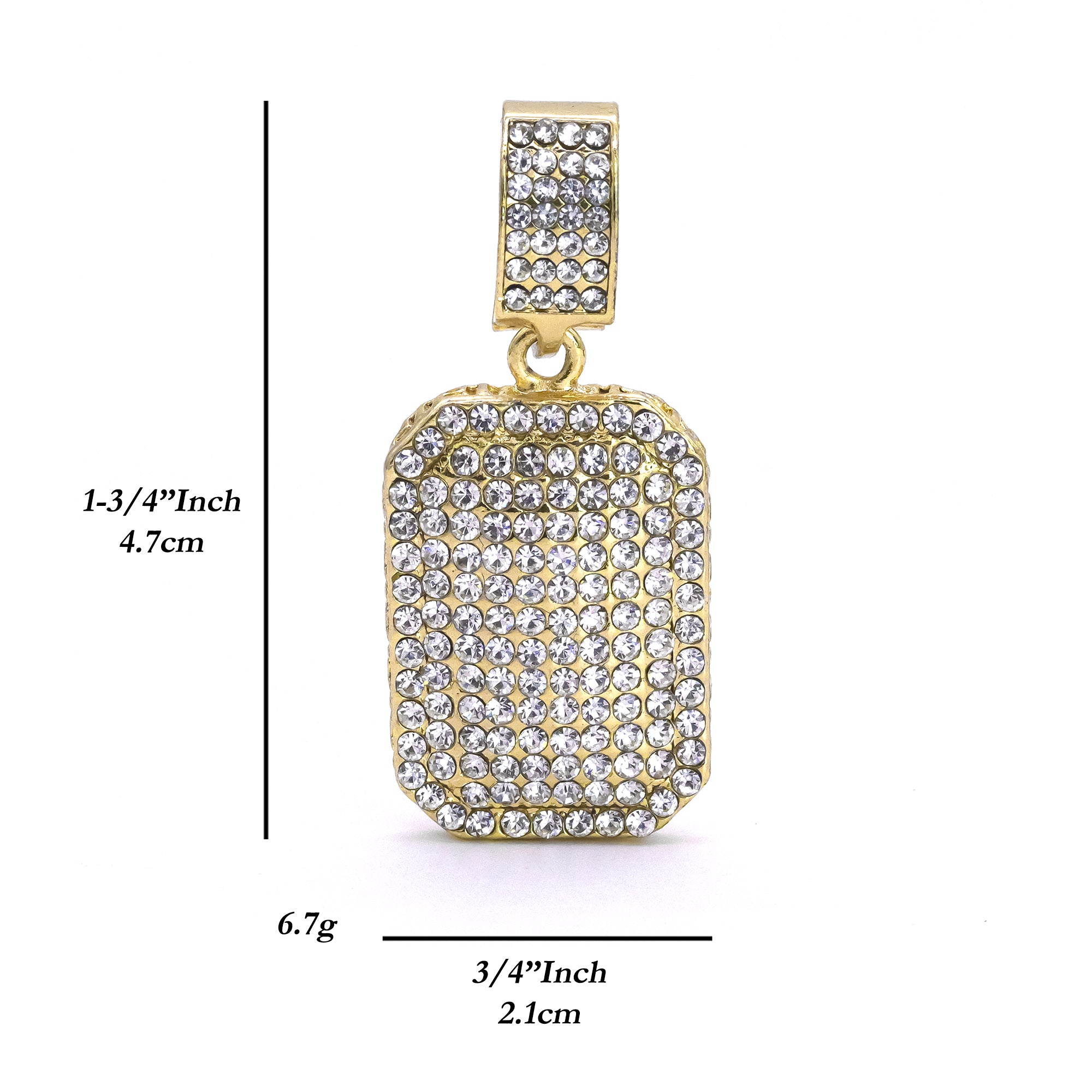 Dog Tag Pendant Only Jewelry Hip Hop Style 18k Gold Plated