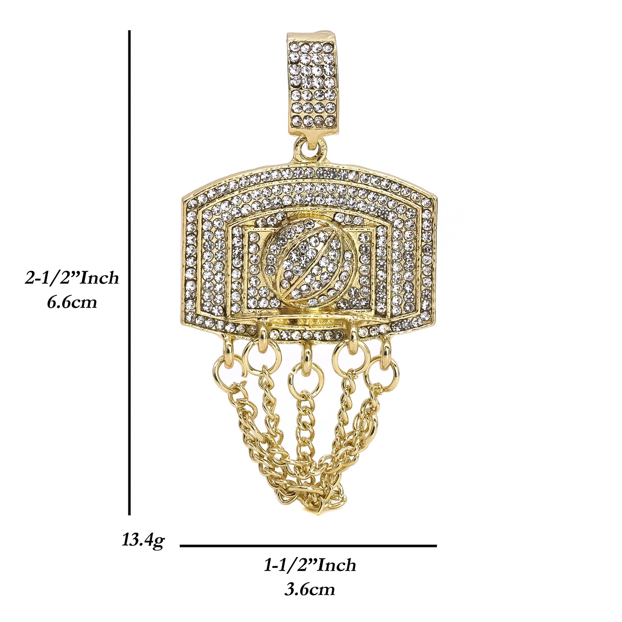 Copy of Basketball Net Pendant Only Jewelry Hip Hop Style 18k Gold Plated