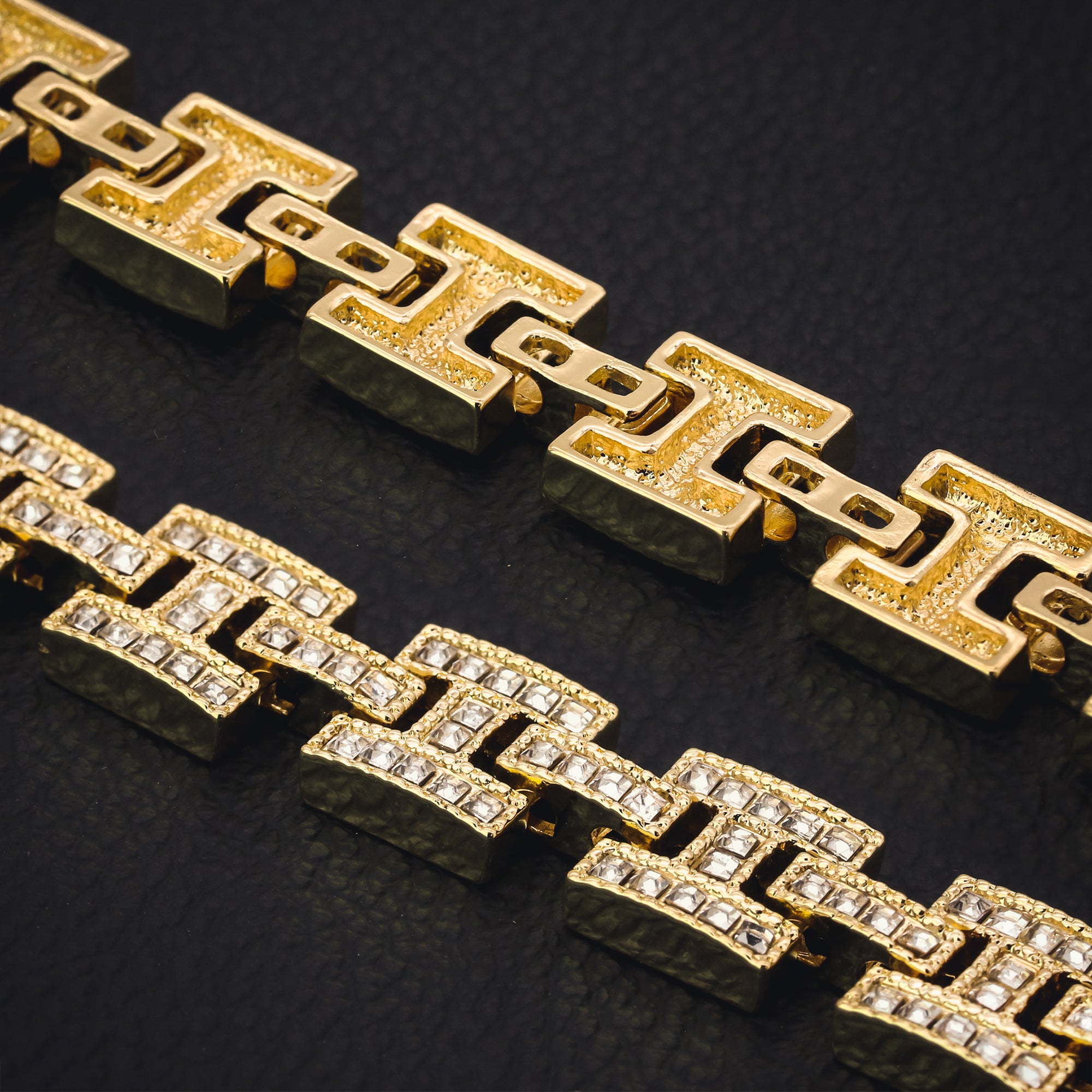Thick BRACELET Diamond Cut H 14k Gold Plated 15 mm 9"