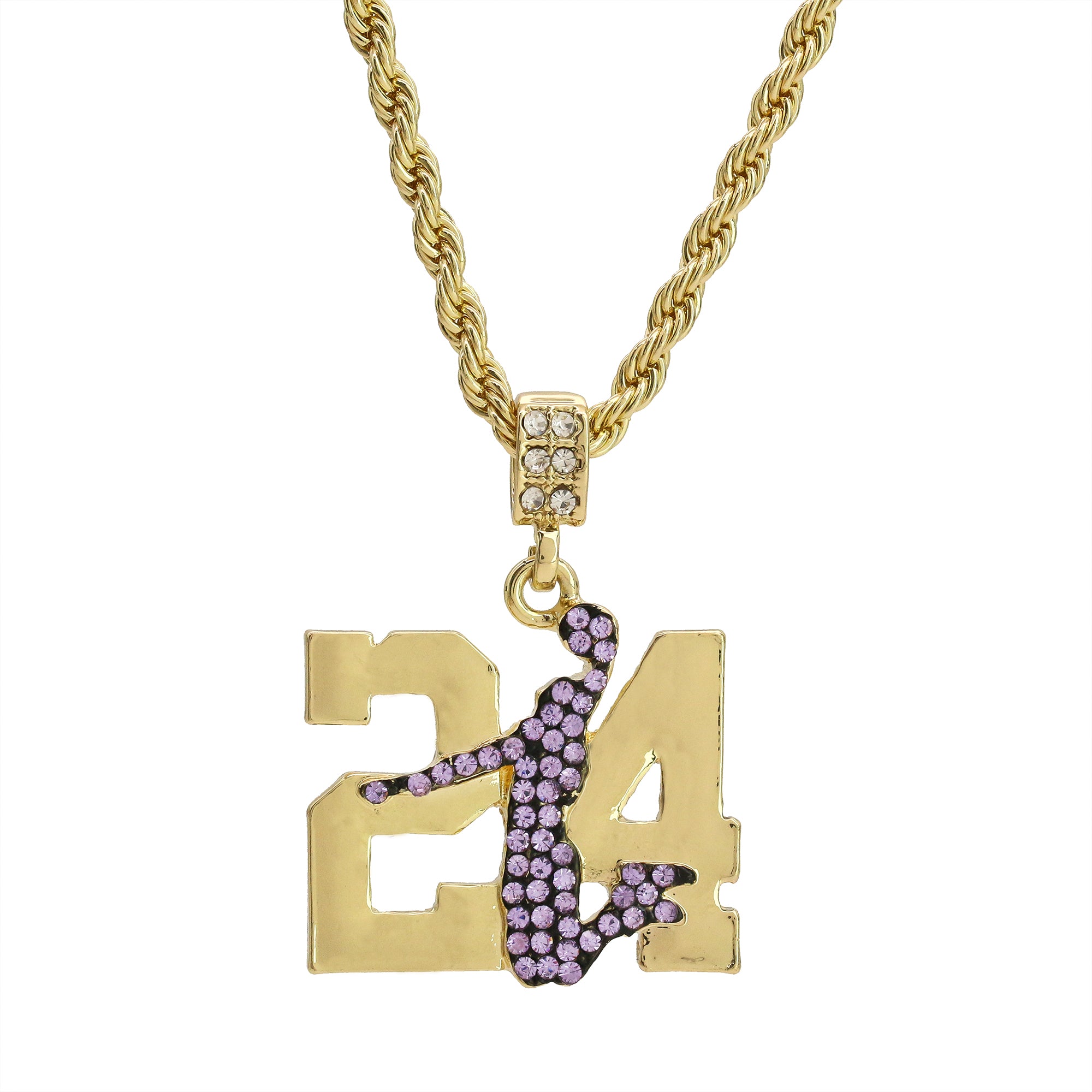 PP Cz 24 Jump Pendant 24" Rope Chain Men's Hip Hop Style 18k Jewelry Necklace