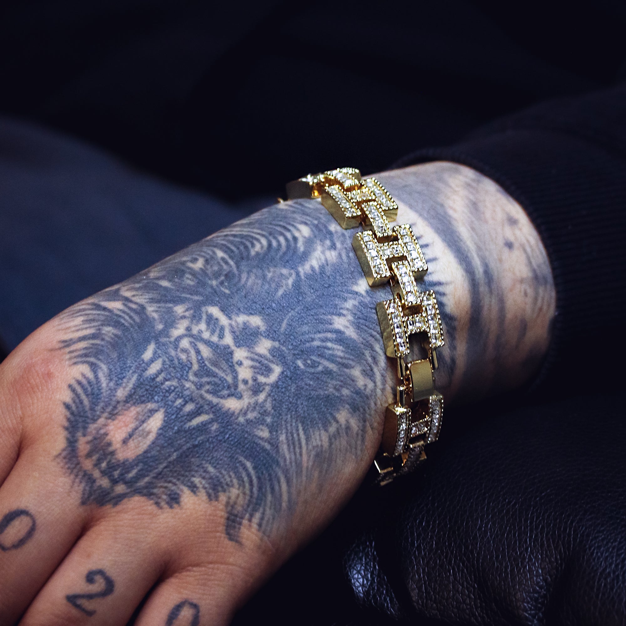 Thick BRACELET Diamond Cut H 14k Gold Plated 15 mm 9"