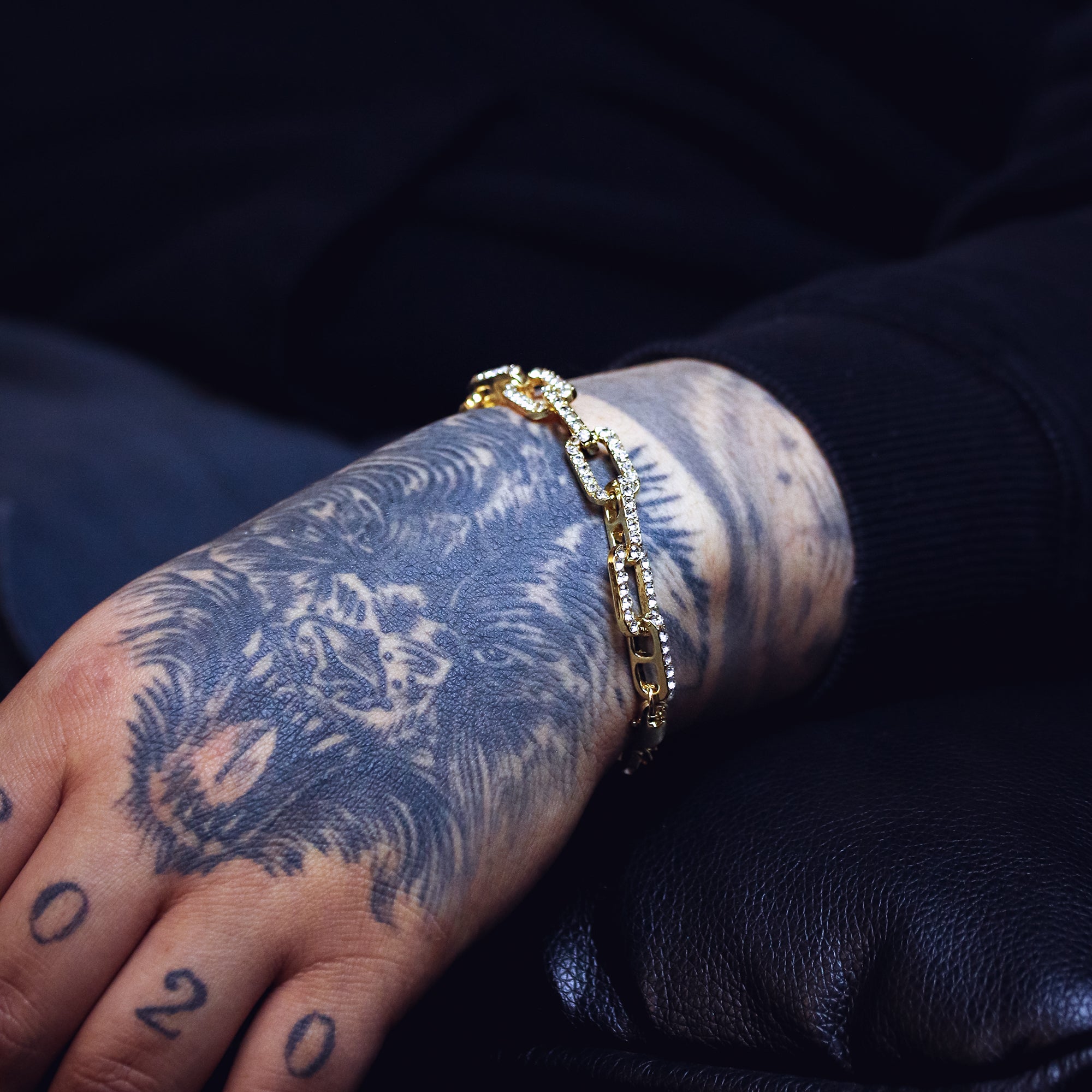 Wire Anchor BRACELET Gold Iced out 10 mm 9" Inches