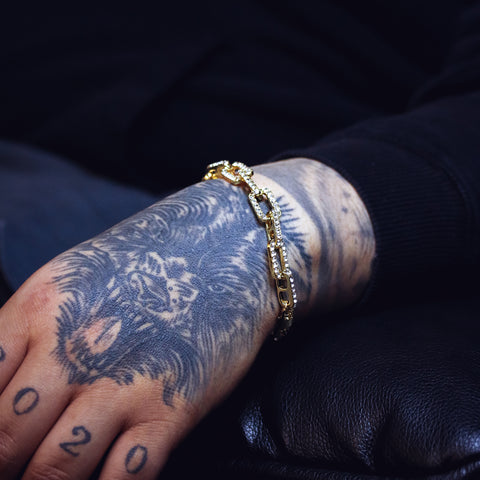 Wire Anchor BRACELET Gold Iced out 10 mm 9" Inches