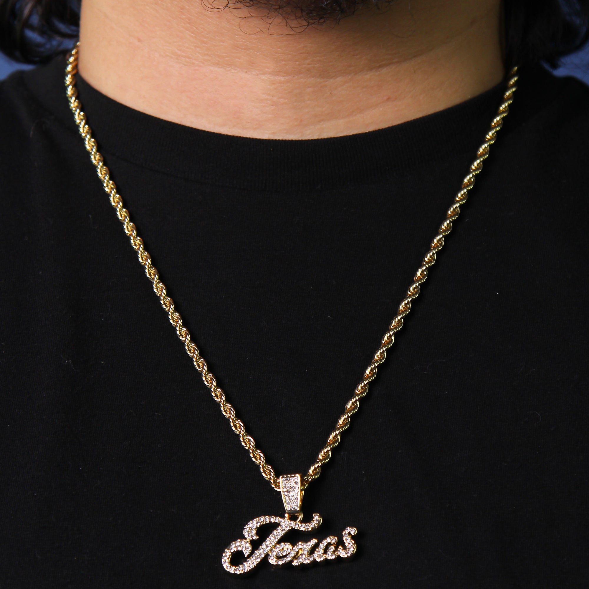 Cz Texas Pendant Rope Chain Men's Hip Hop 18k Cz Jewelry Necklace Choker