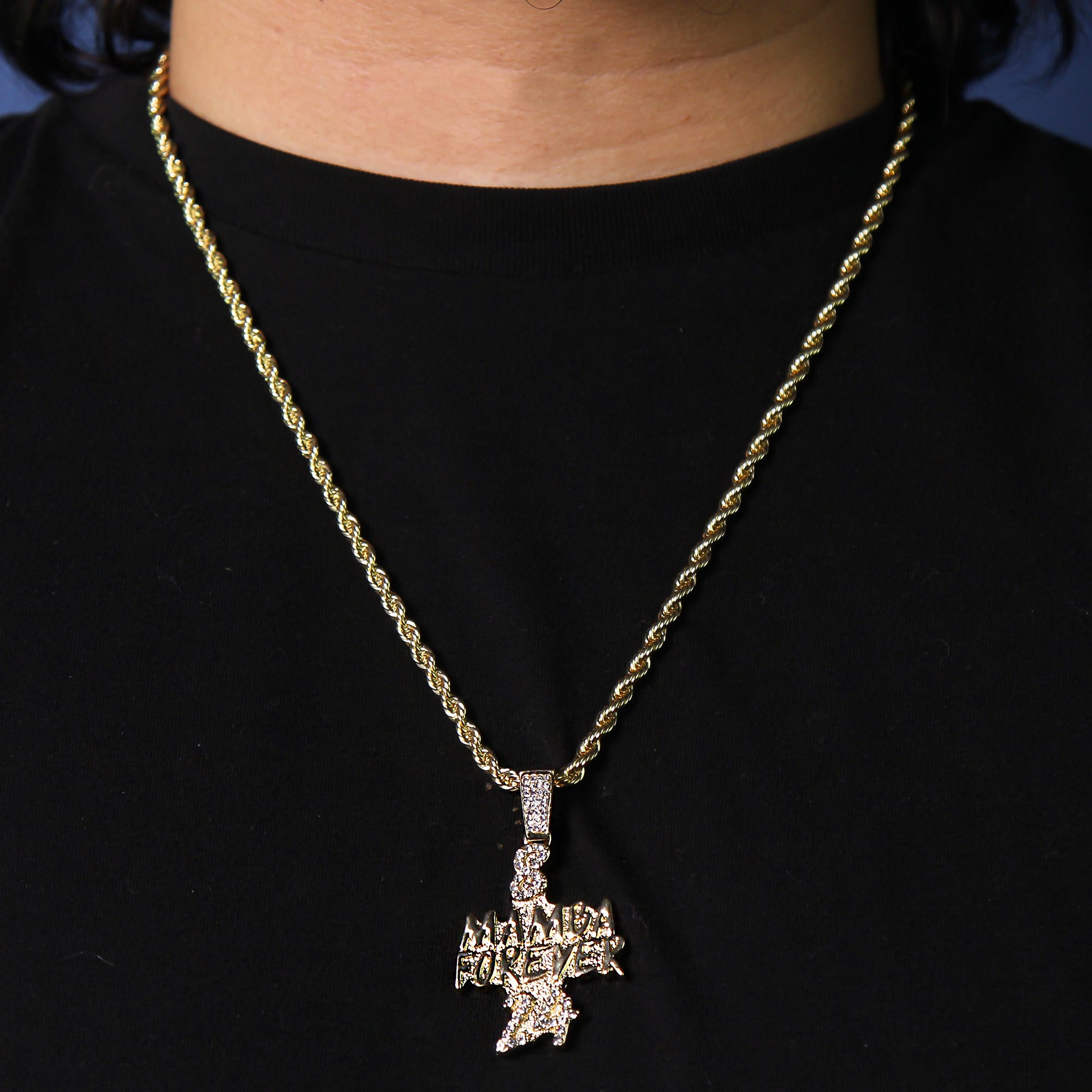 Cz Mamba Forever 8,24 Pendant Rope Chain Men's Hip Hop 18k Cz Jewelry Necklace