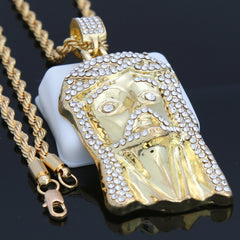 Jesus Face Pendant with Gold Rope Chain