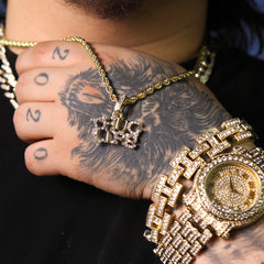 Cz Thug Life Pendant 24" Rope Chain Men's Hip Hop Style 18k Jewelry Necklace