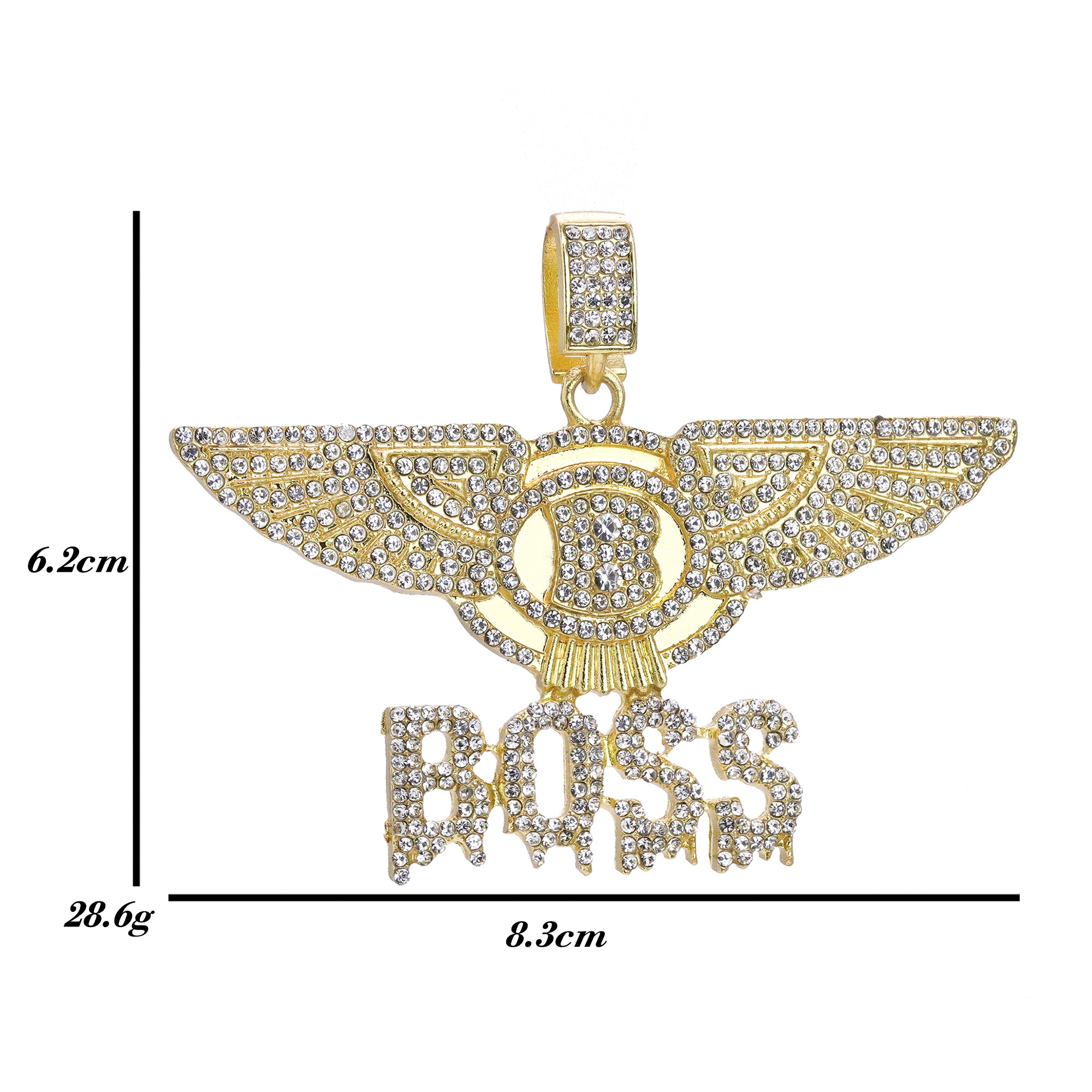 Hip Hop Iced Lab Diamond 18k Gold plated Boss Wing Drip Charm Pendant