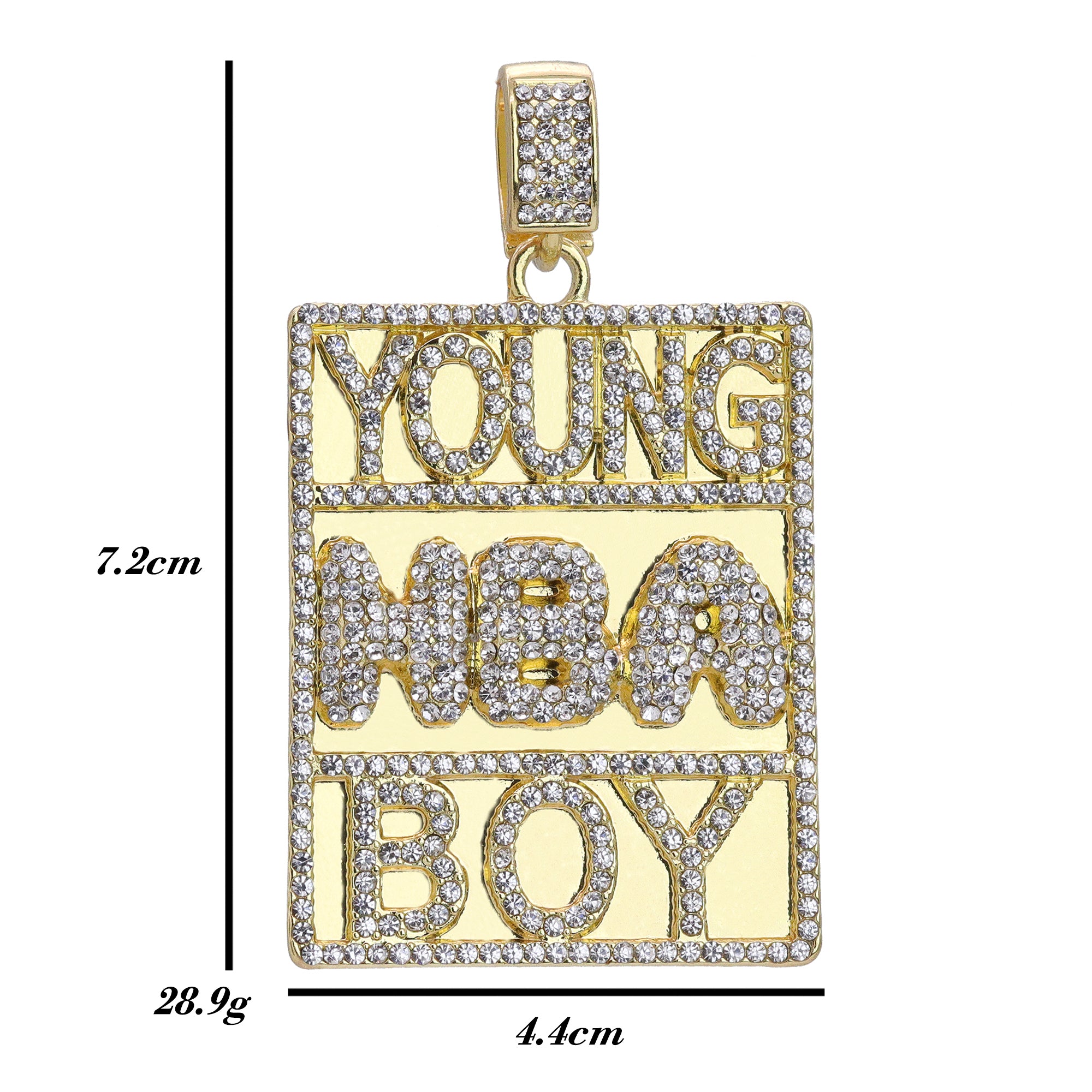 Hip Hop Iced Lab Diamond 18k Gold plated Never Brok Again Rectangle Charm Pendant