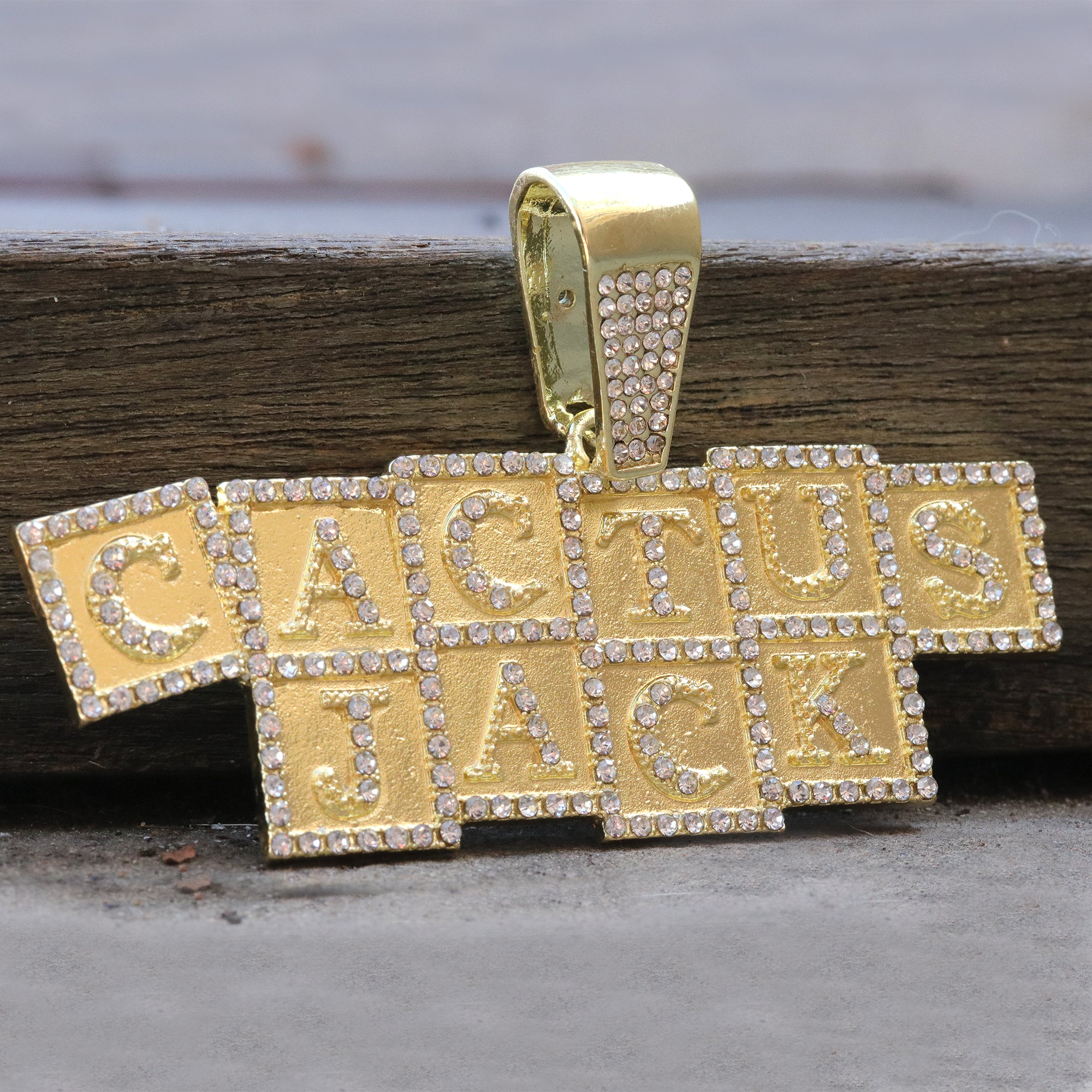 Hip Hop Iced Lab Diamond 18k Gold plated Cactuss Cube Charm Pendant