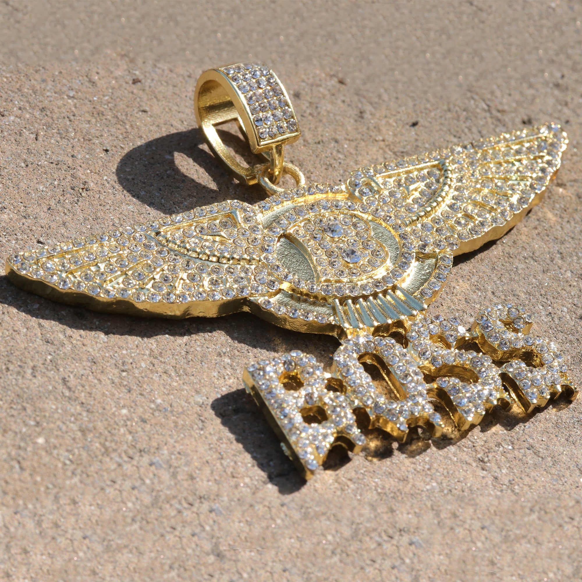 Hip Hop Iced Lab Diamond 18k Gold plated Boss Wing Drip Charm Pendant