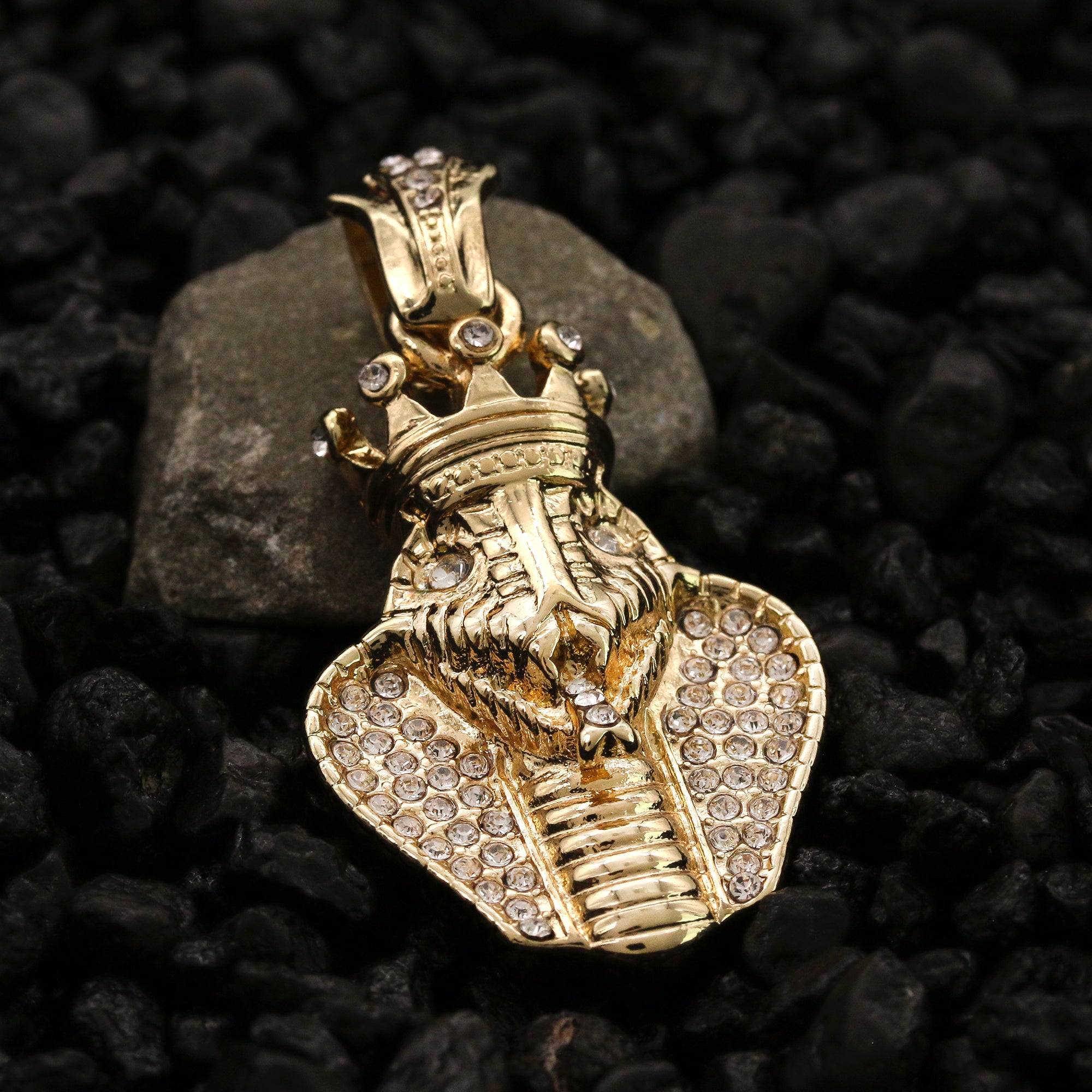 Cz Cobra King Pendant 24" Rope Chain Men's Hip Hop Style 18k Jewelry Necklace