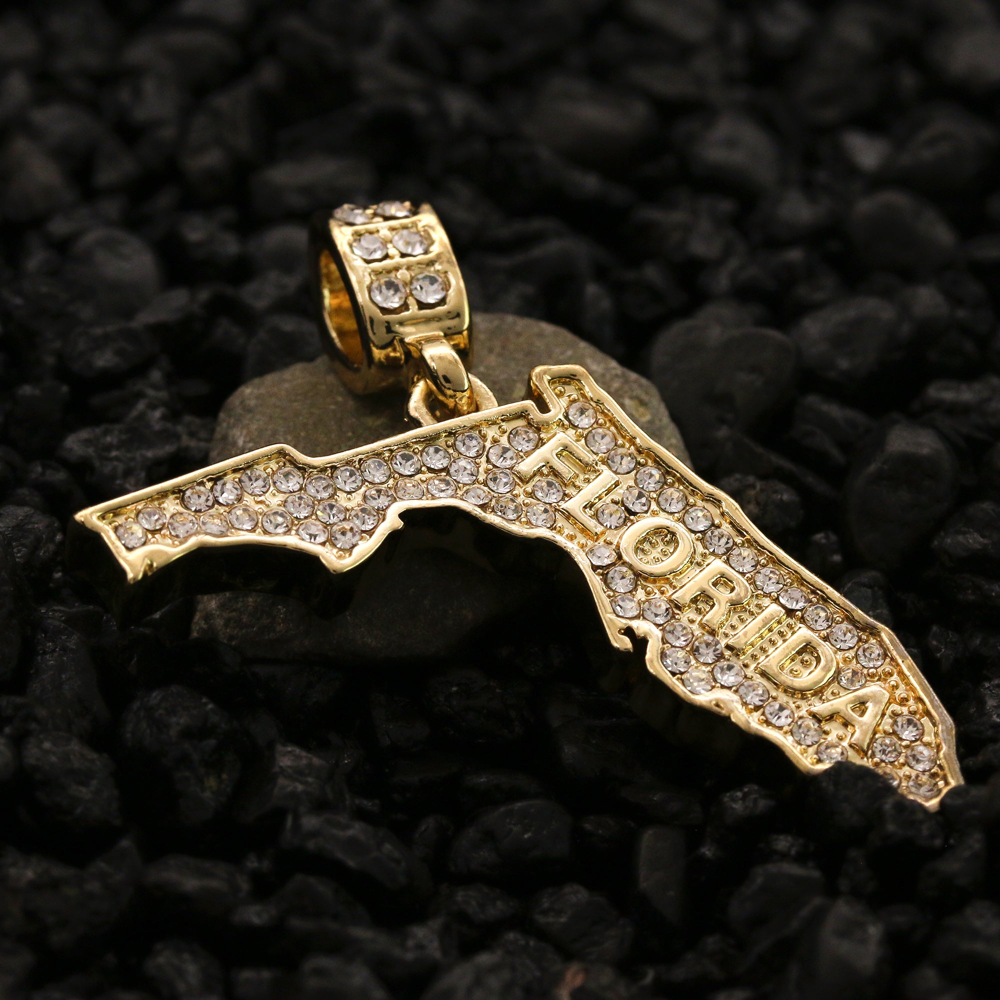 Cz Florida Pendant 24" Rope Chain Men's Hip Hop Style 18k Jewelry Necklace