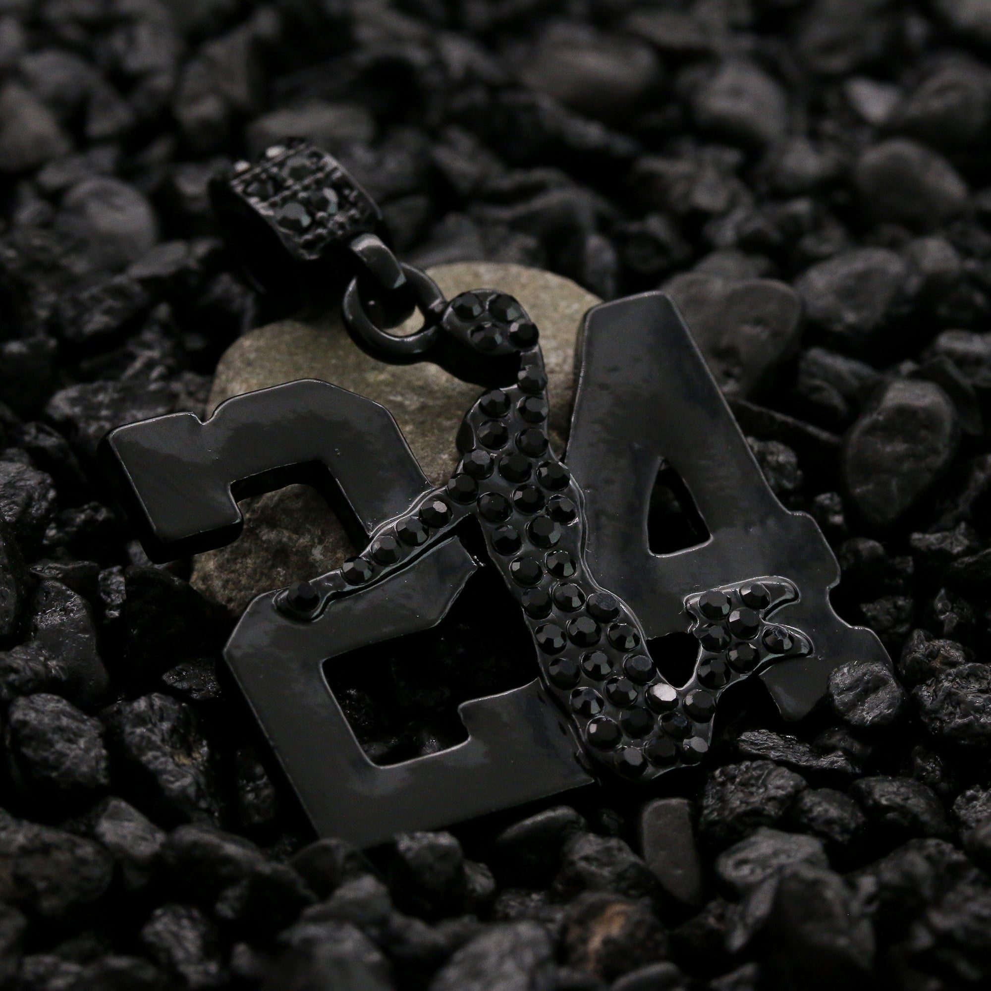 Black Cz 24 Jump Pendant 24" Rope Chain Men's Hip Hop Style 18k Jewelry Necklace