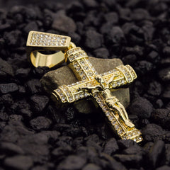 012 Jesus Cross Pendant 24" Rope Chain Men's 18k Gold Plated Jewelry