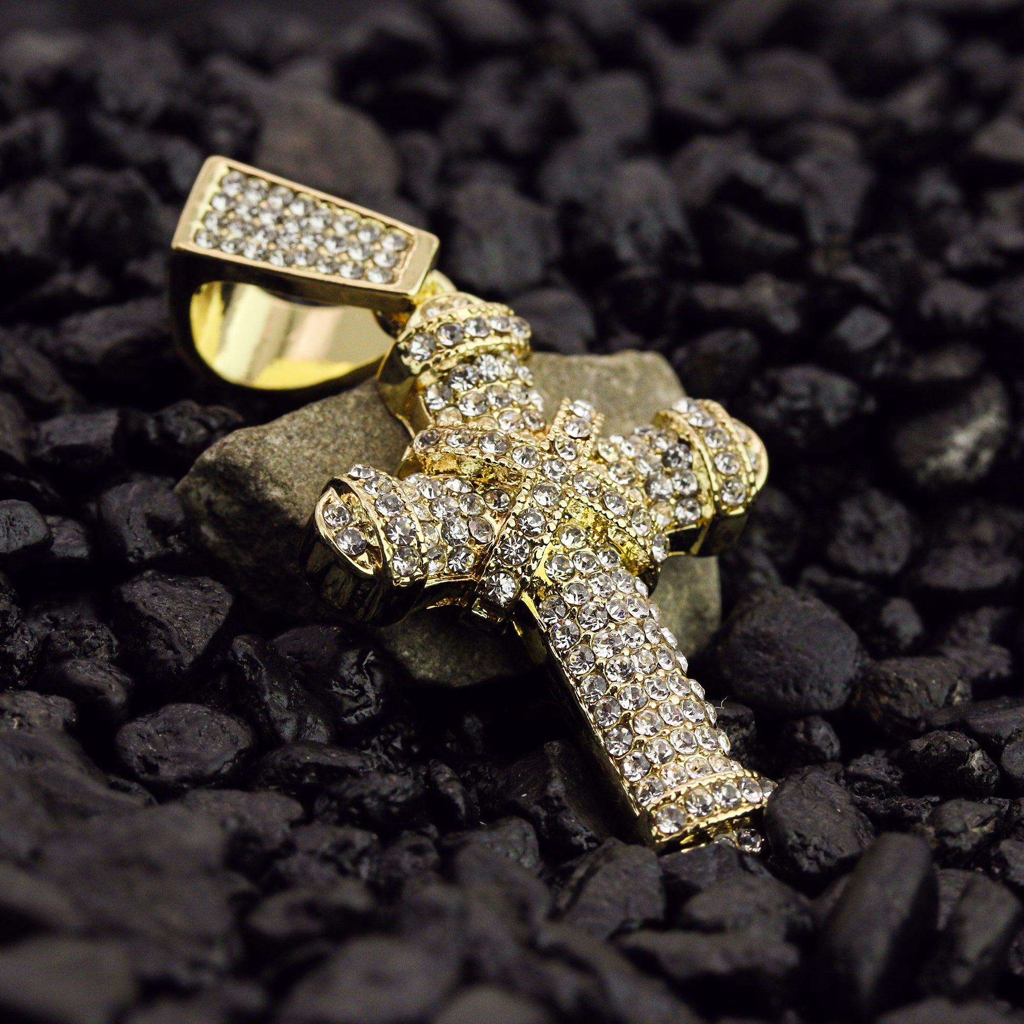 Stample X Cross Pendant 24" Rope Chain Men's 18k Gold Plated Jewelry