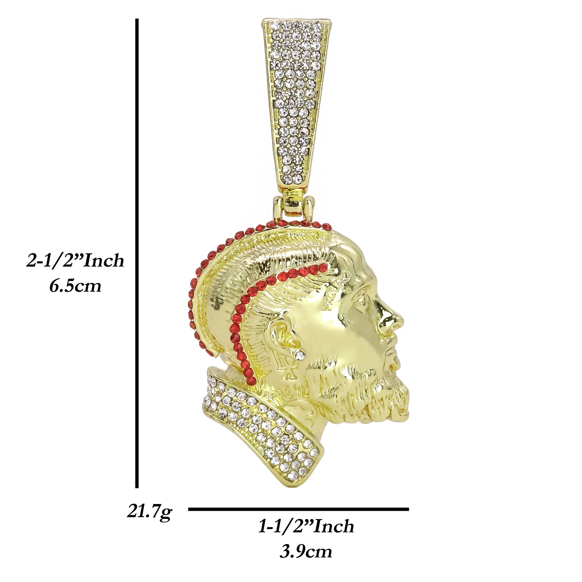 Hip Hop Iced Lab Diamond 18k Gold plated Hustle Face (R) Charm Pendant