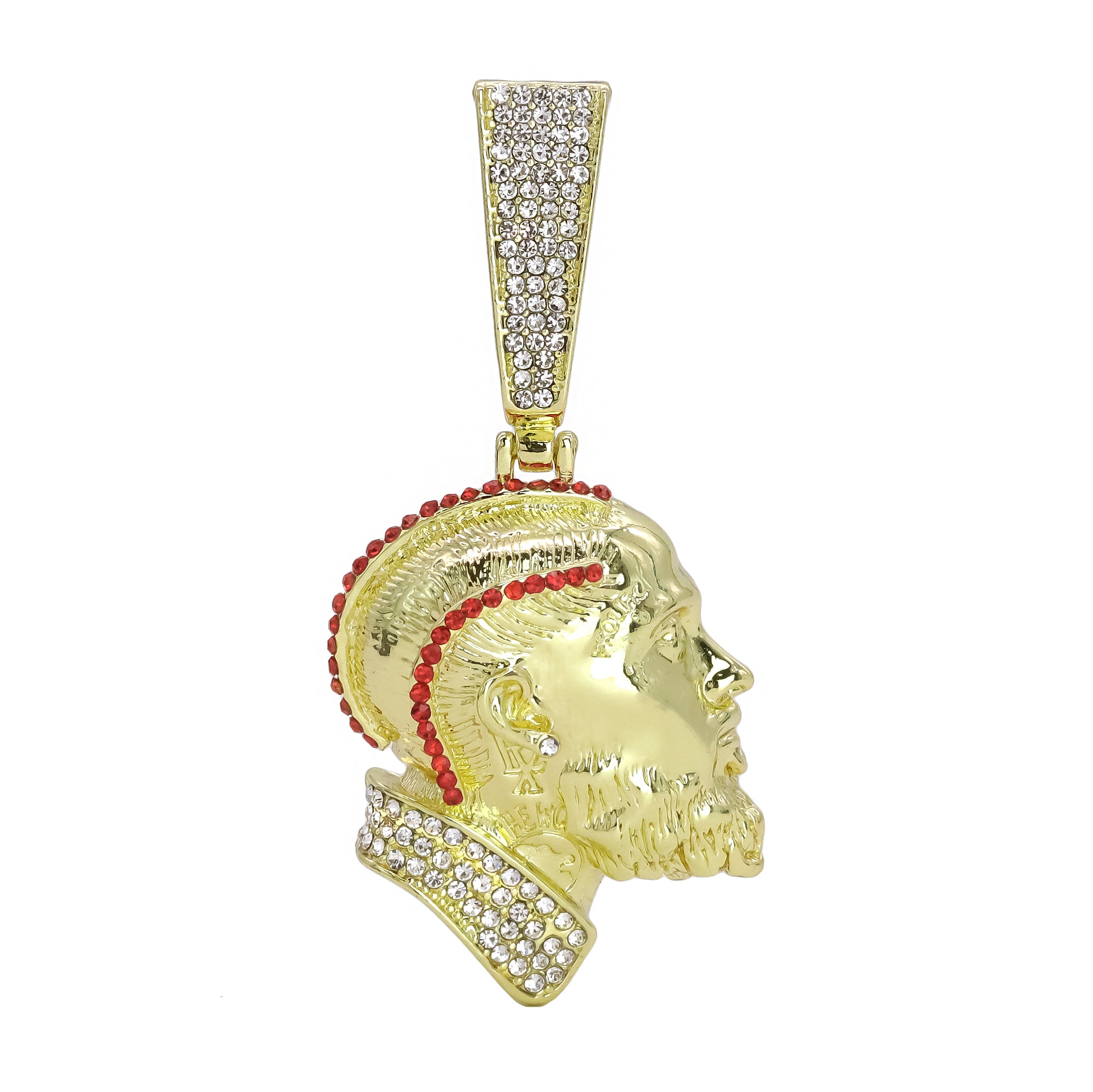 Hip Hop Iced Lab Diamond 18k Gold plated Hustle Face (R) Charm Pendant