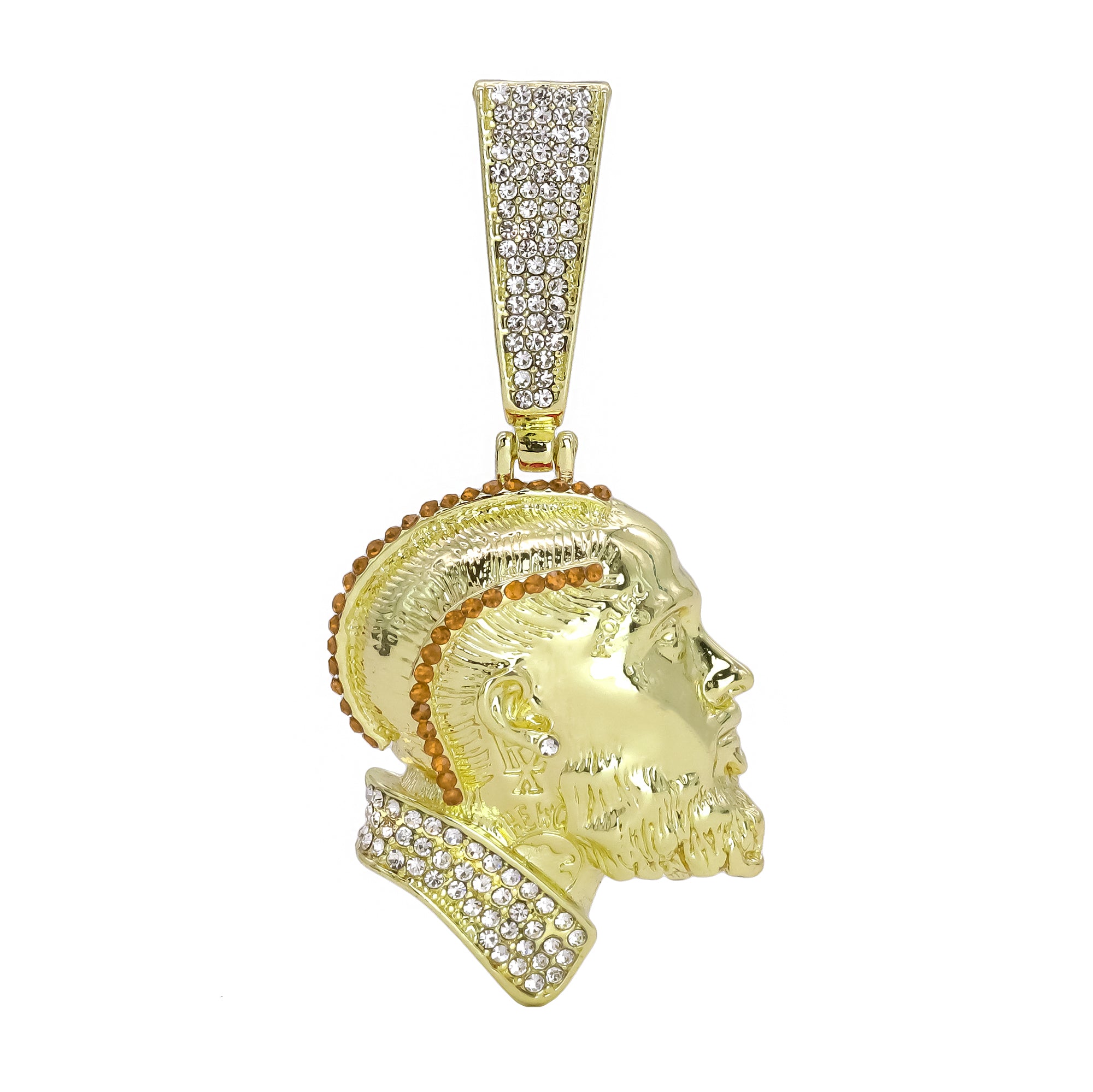 Hip Hop Iced Lab Diamond 18k Gold plated Hustle Face (O) Charm Pendant